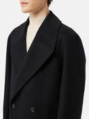 close up of a black Double-Breasted Cashmere Coa #color_black