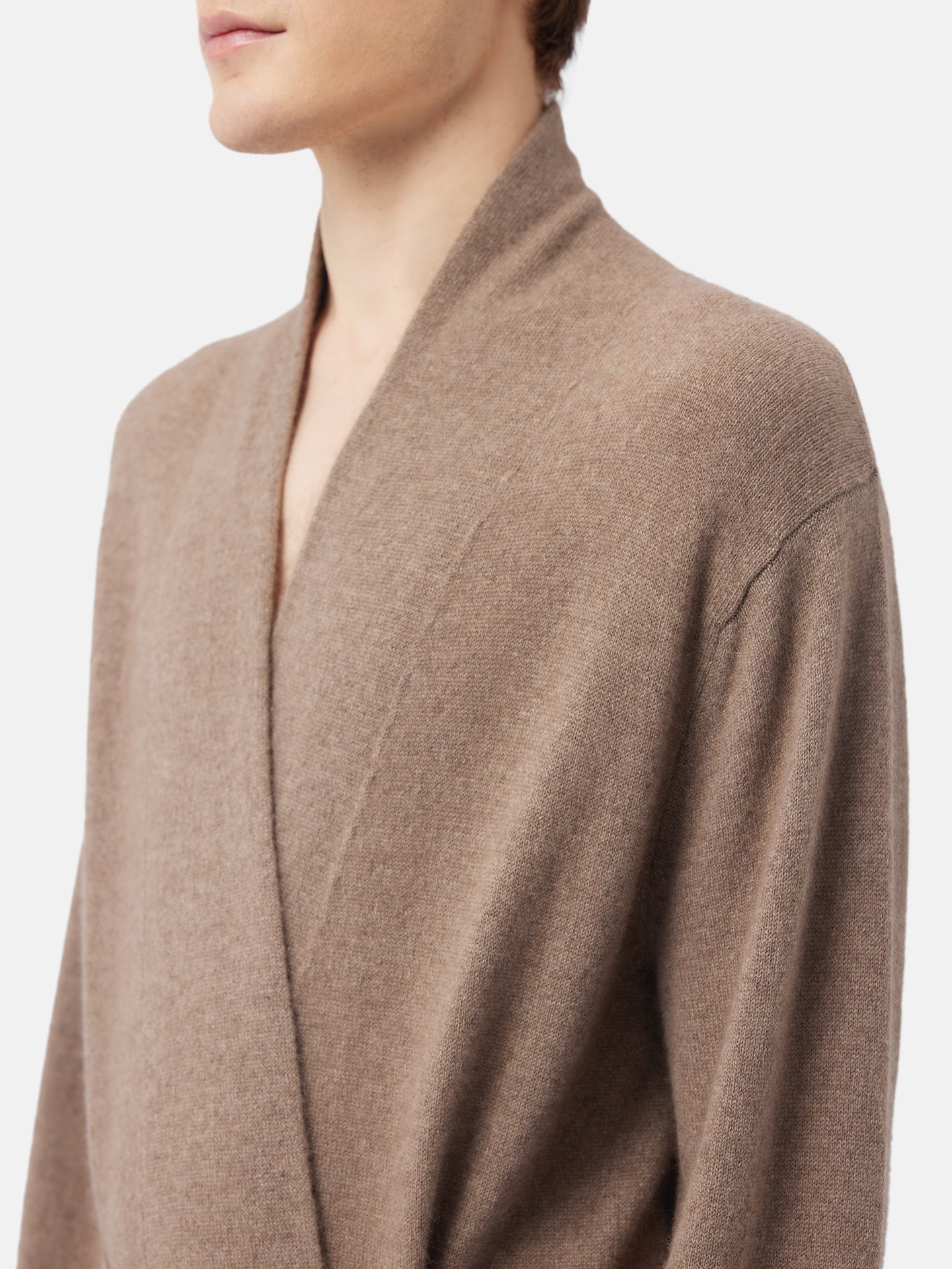 Men's Organic Colour Cashmere Robe Taupe - Gobi Cashmere