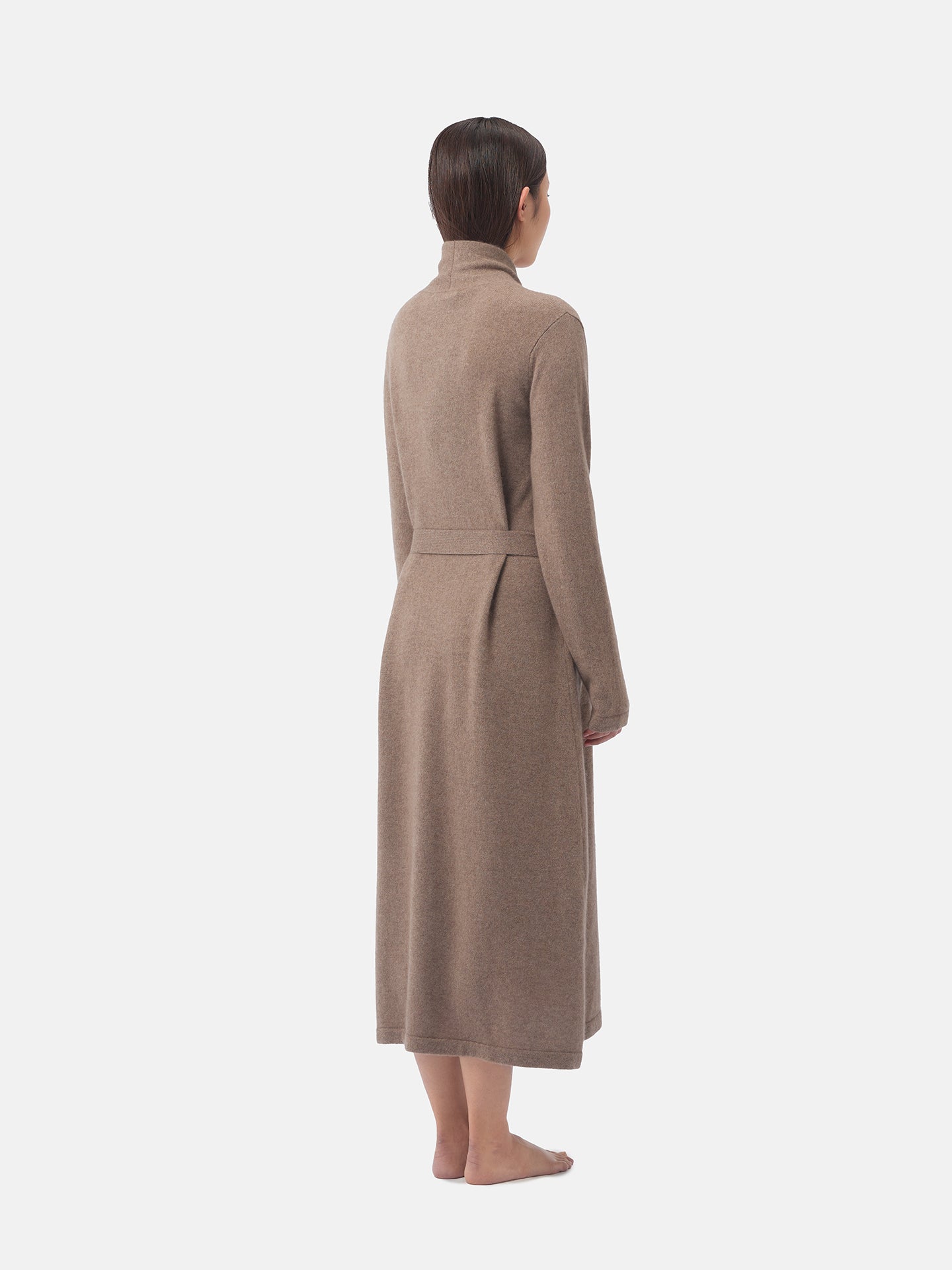 Women's Organic Colour Long Cashmere Robe Taupe - Gobi Cashmere