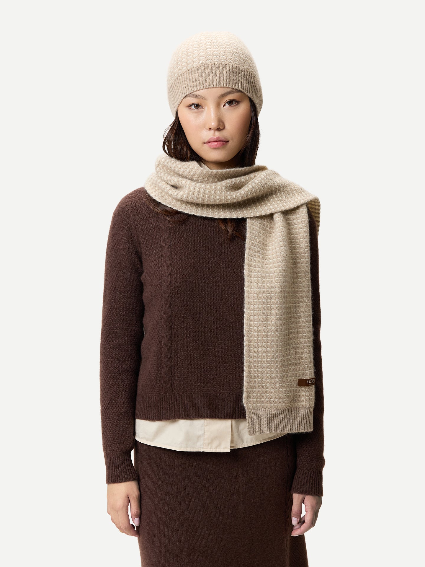 Organic Color Cashmere Waffle Knit Hat