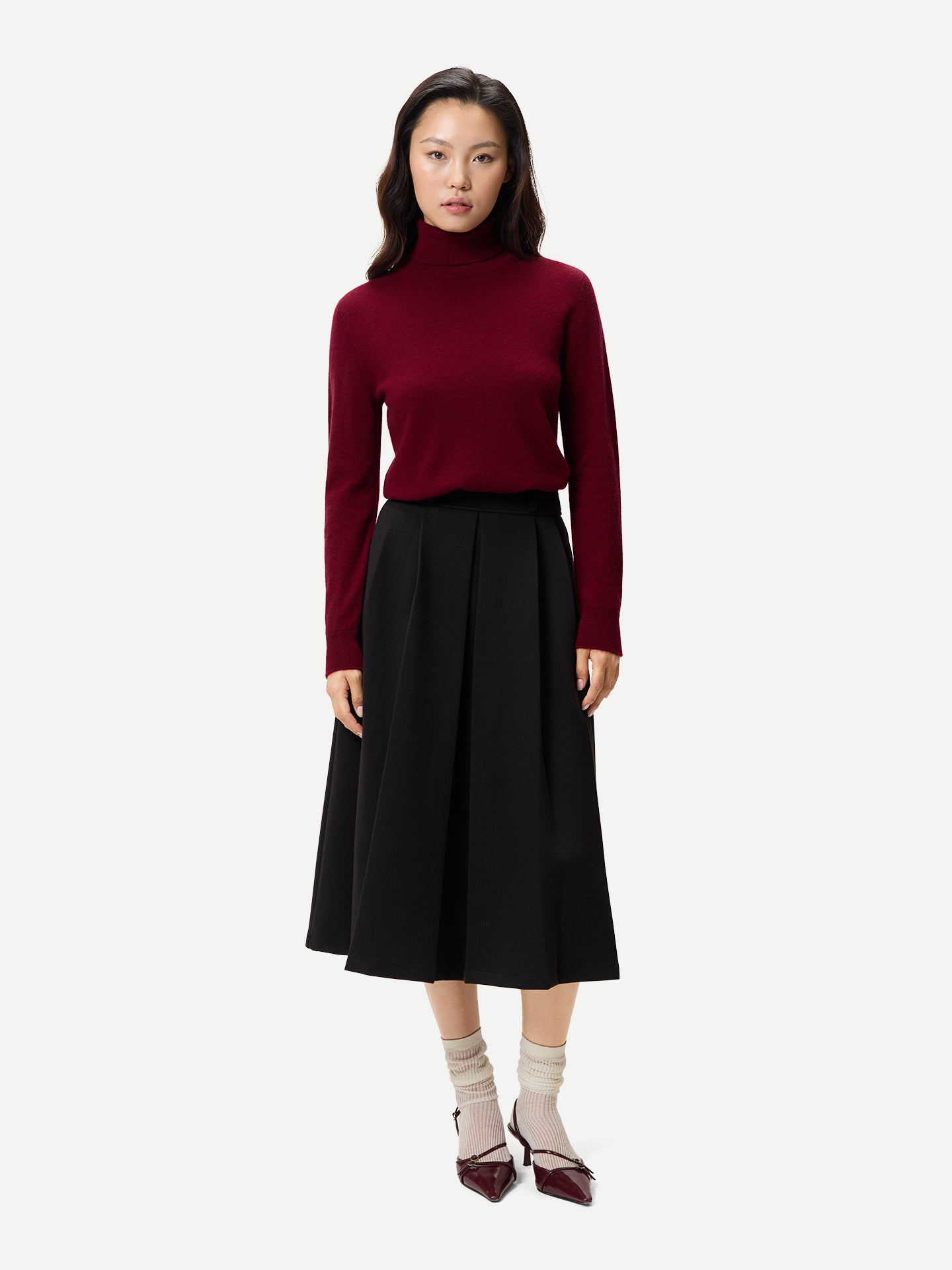 Timeless Cashmere Turtleneck Sweater Bordeaux - Gobi Cashmere