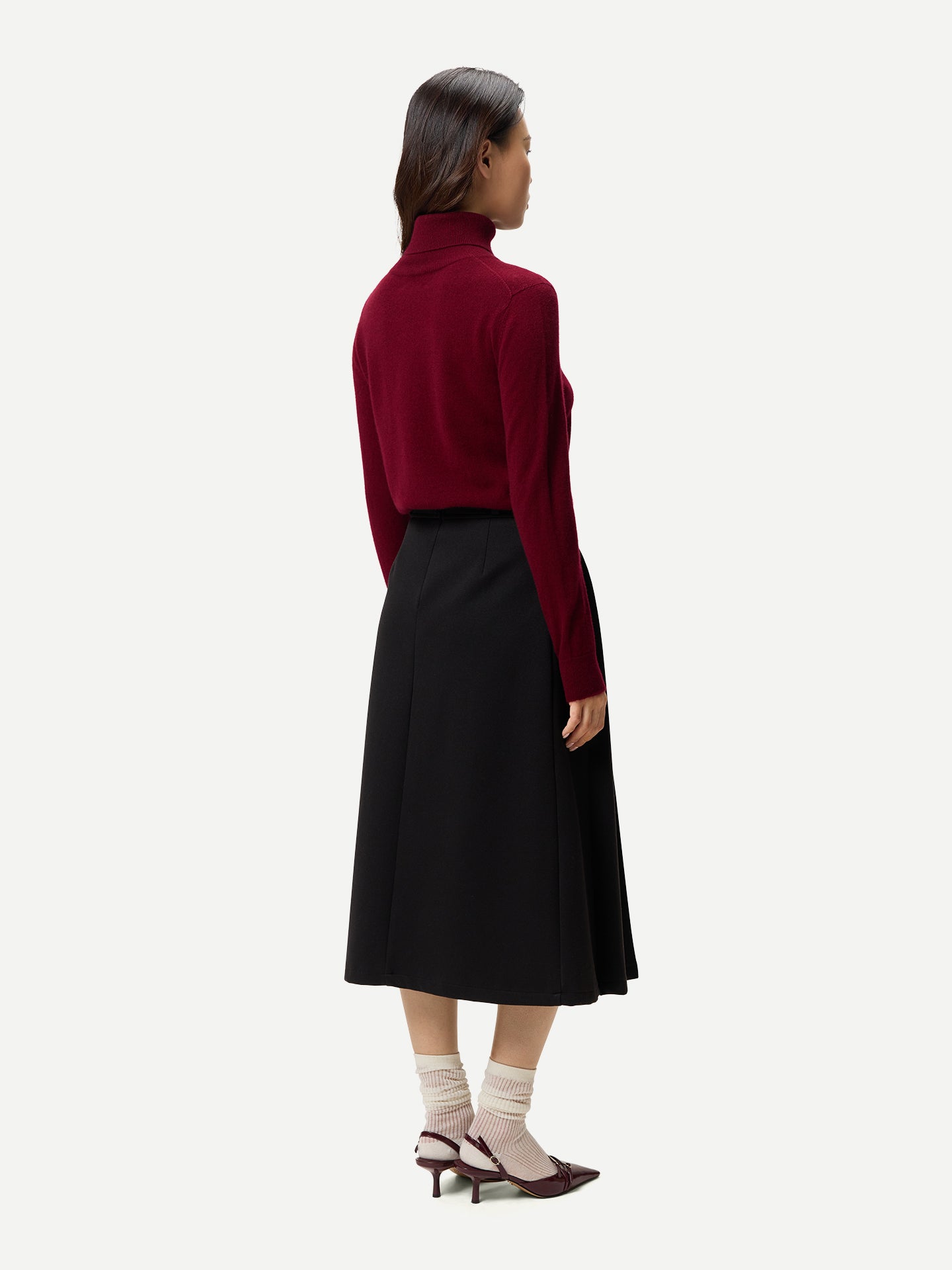 Timeless Cashmere Turtleneck Sweater Bordeaux - Gobi Cashmere
