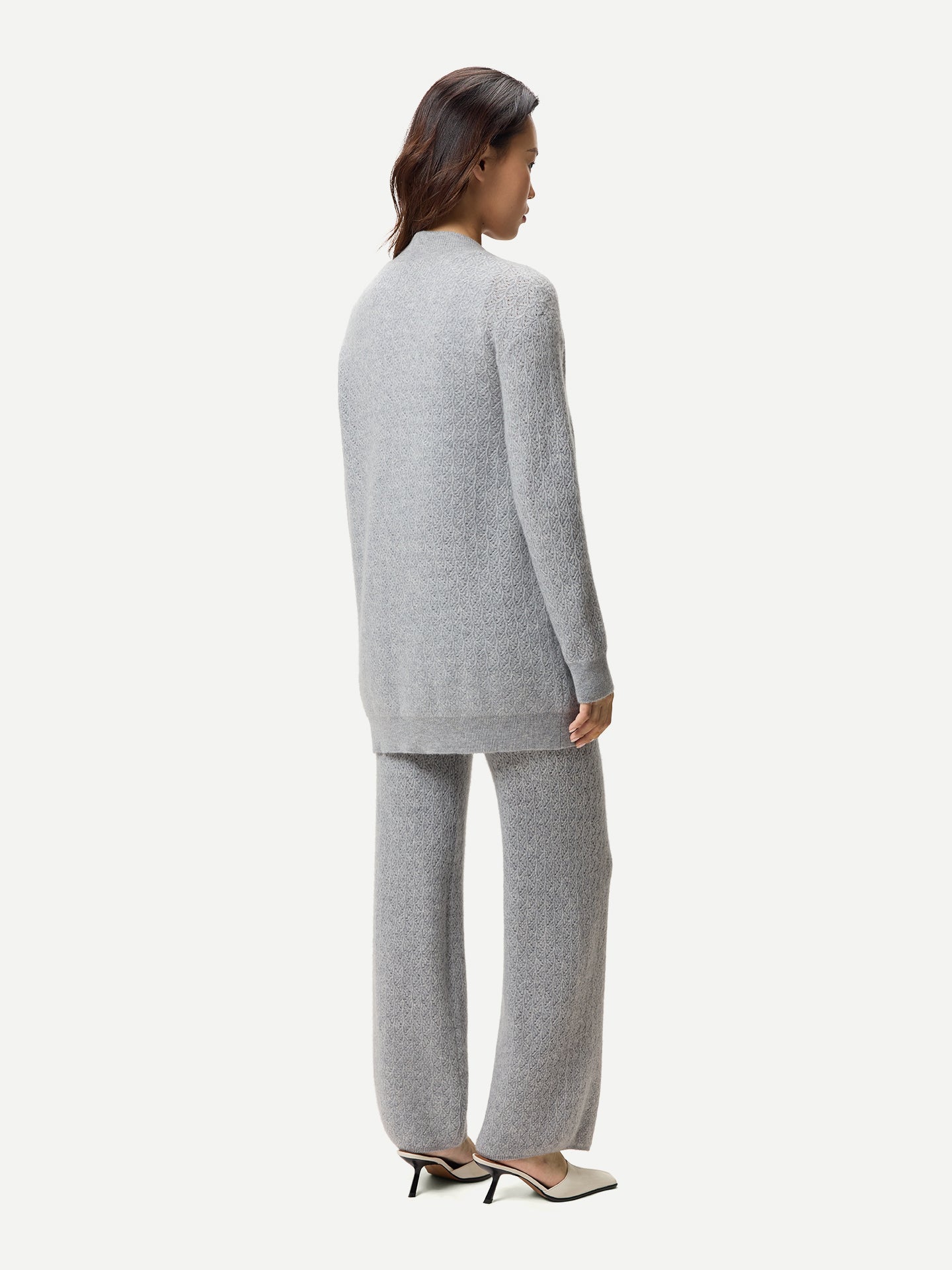 Wide-Leg Ajour Knit Cashmere Pants