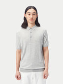 front view of a gray polo shirt #color_vapor-blue