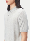 close up of a gray polo shirt #color_vapor-blue