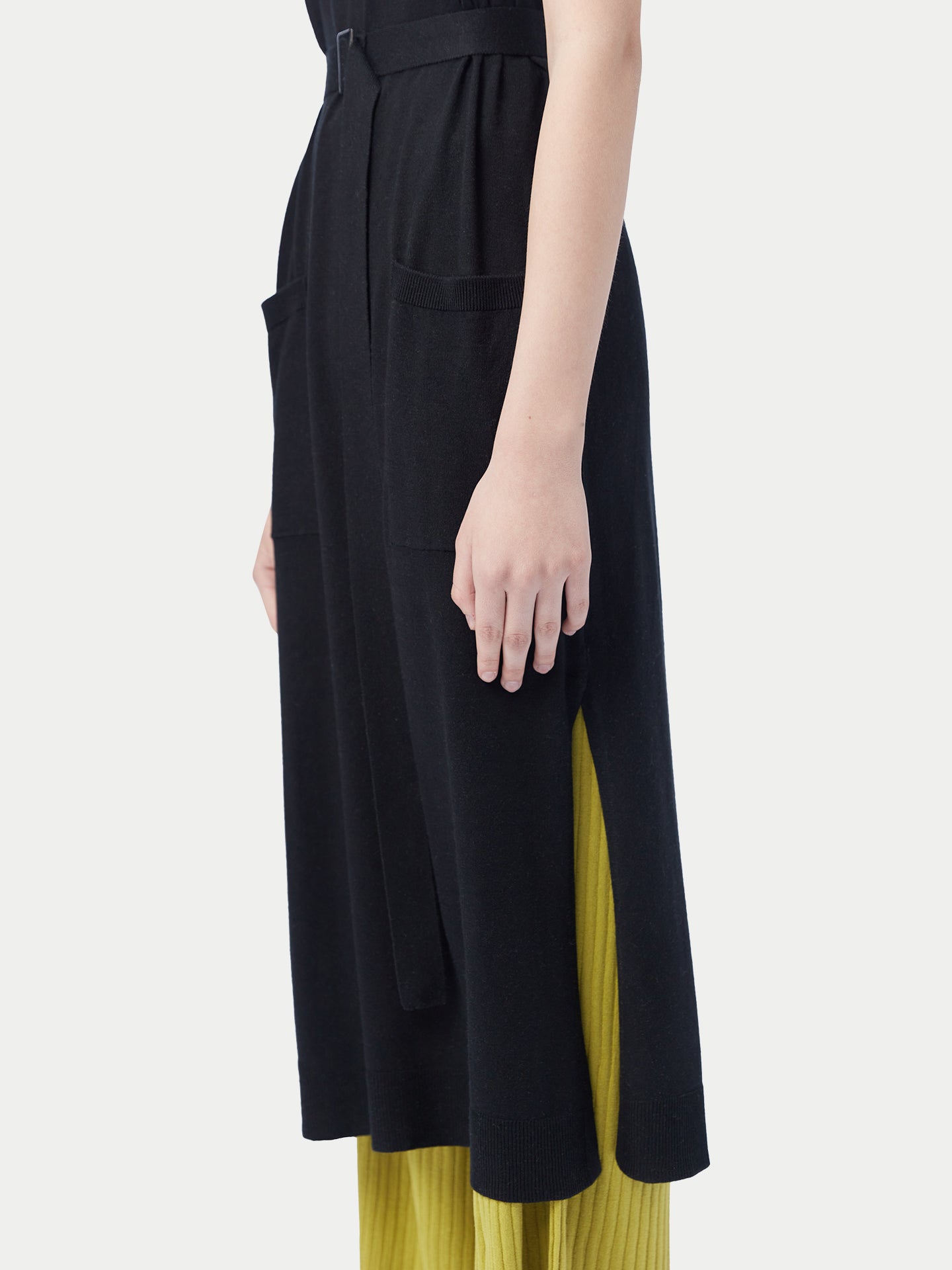 Women's Sleeveless Silk Cashmere Polo Dress Black - Gobi Cashmere