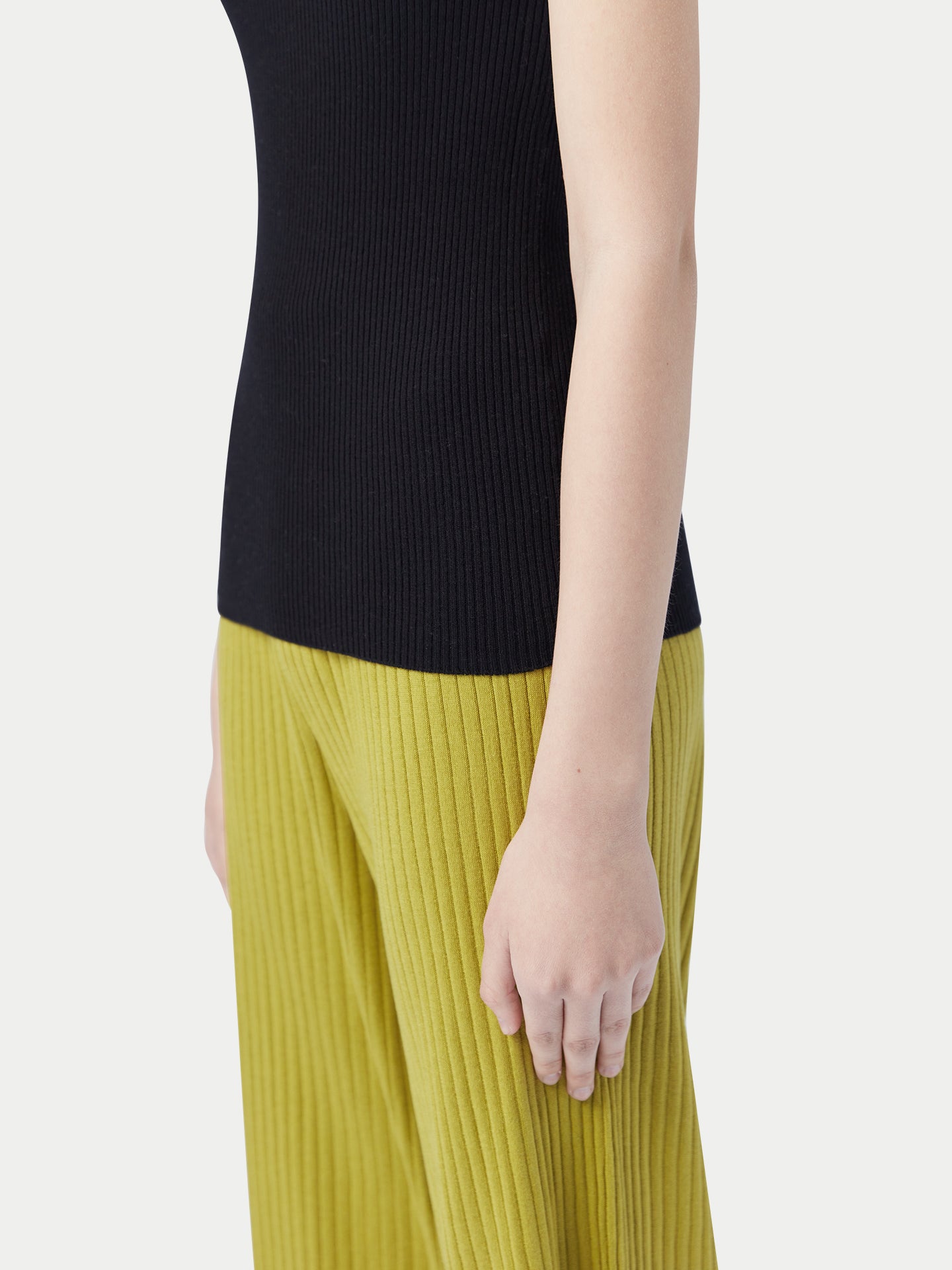 Women's Ribbed Cotton Silk Cashmere Blend Tank Top Black - Gobi Cashmere