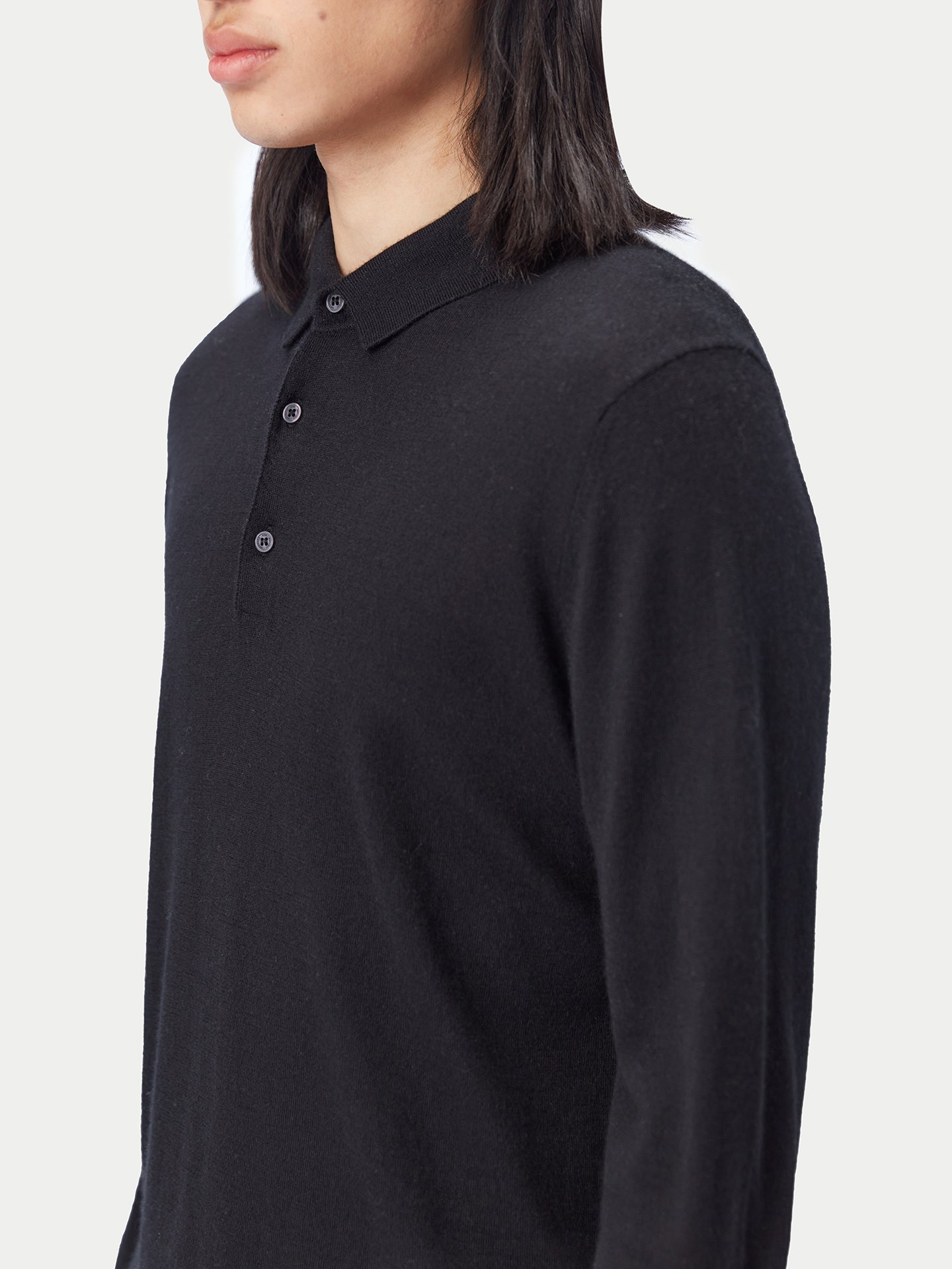 Men's Cashmere Silk Polo Black - Gobi Cashmere