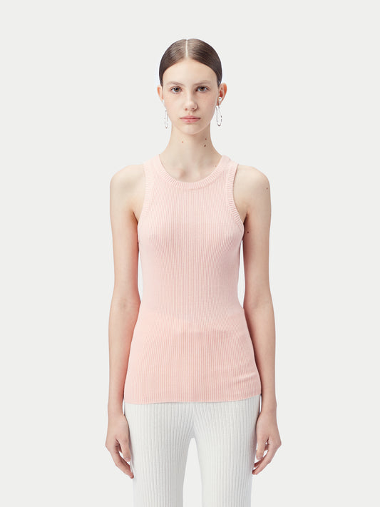 Women's Ribbed Cotton Silk Cashmere Blend Tank Top Primrose Pink - Gobi Cashmere