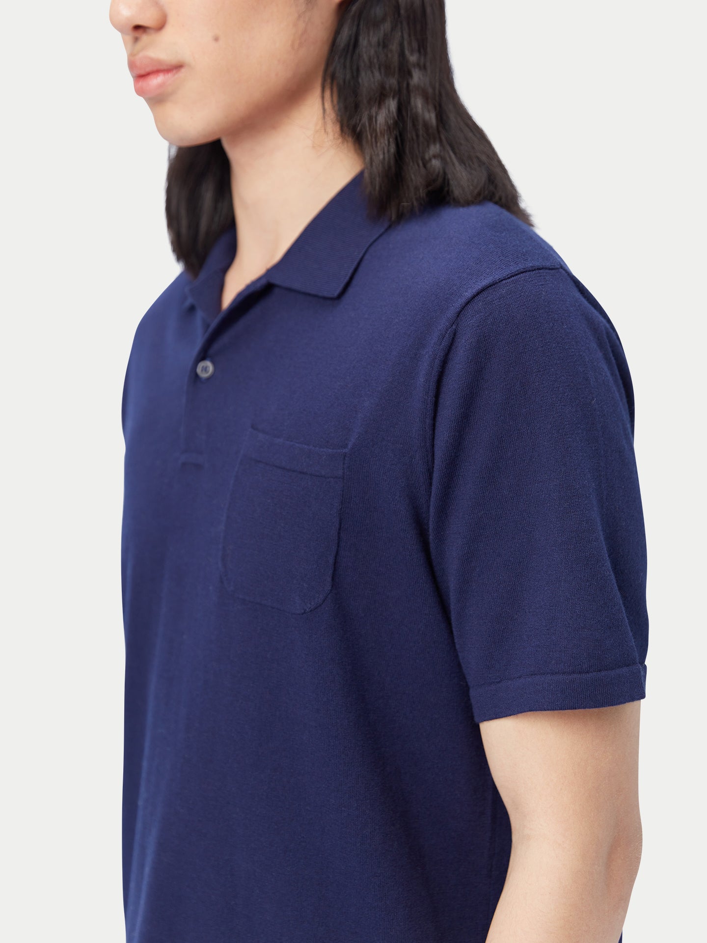 Men's Cotton Silk Cashmere Blend Polo Shirt Navy - Gobi Cashmere