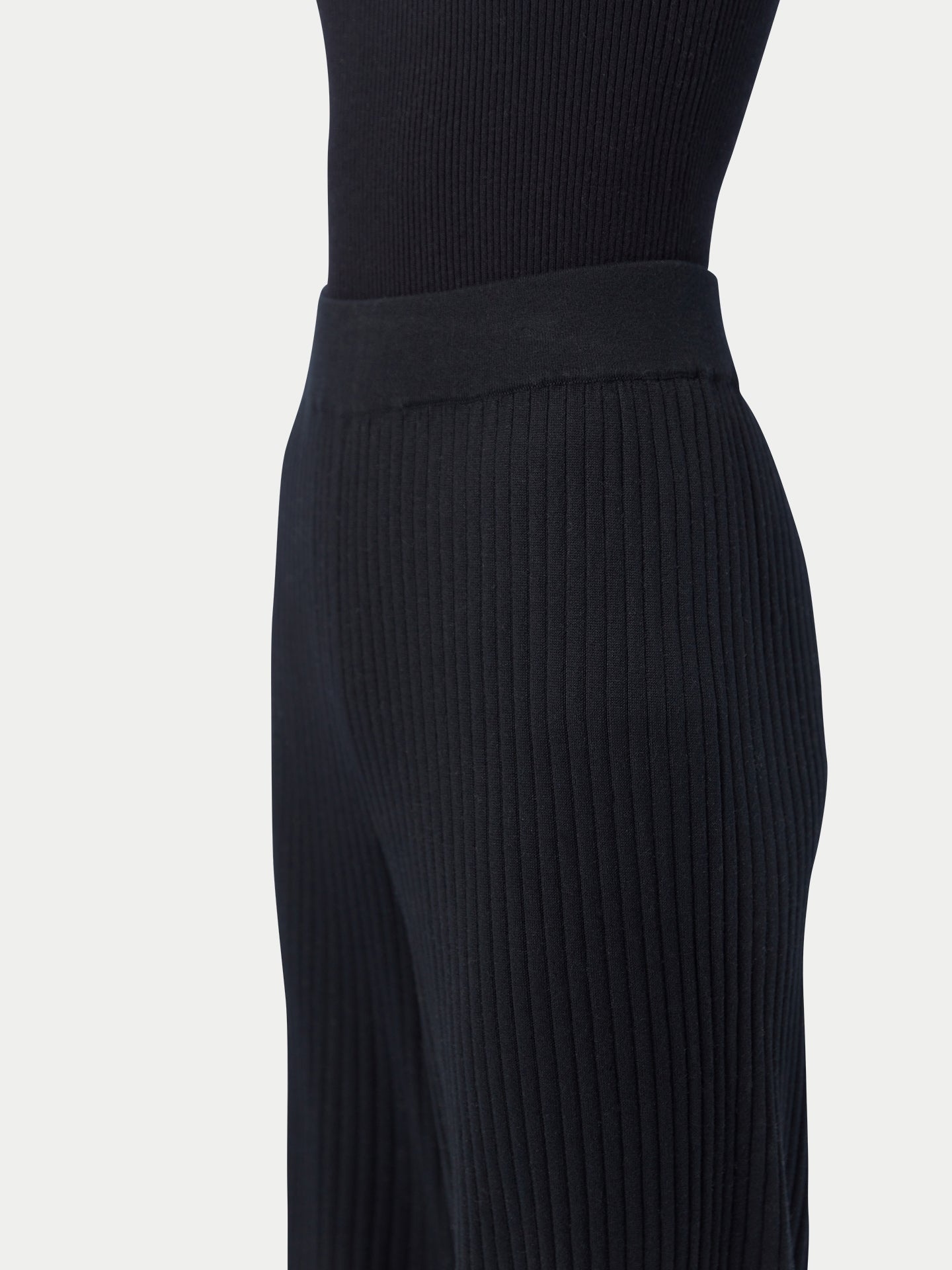 Women's Rib-Knit Silk Cashmere Blend Pants Black - Gobi Cashmere