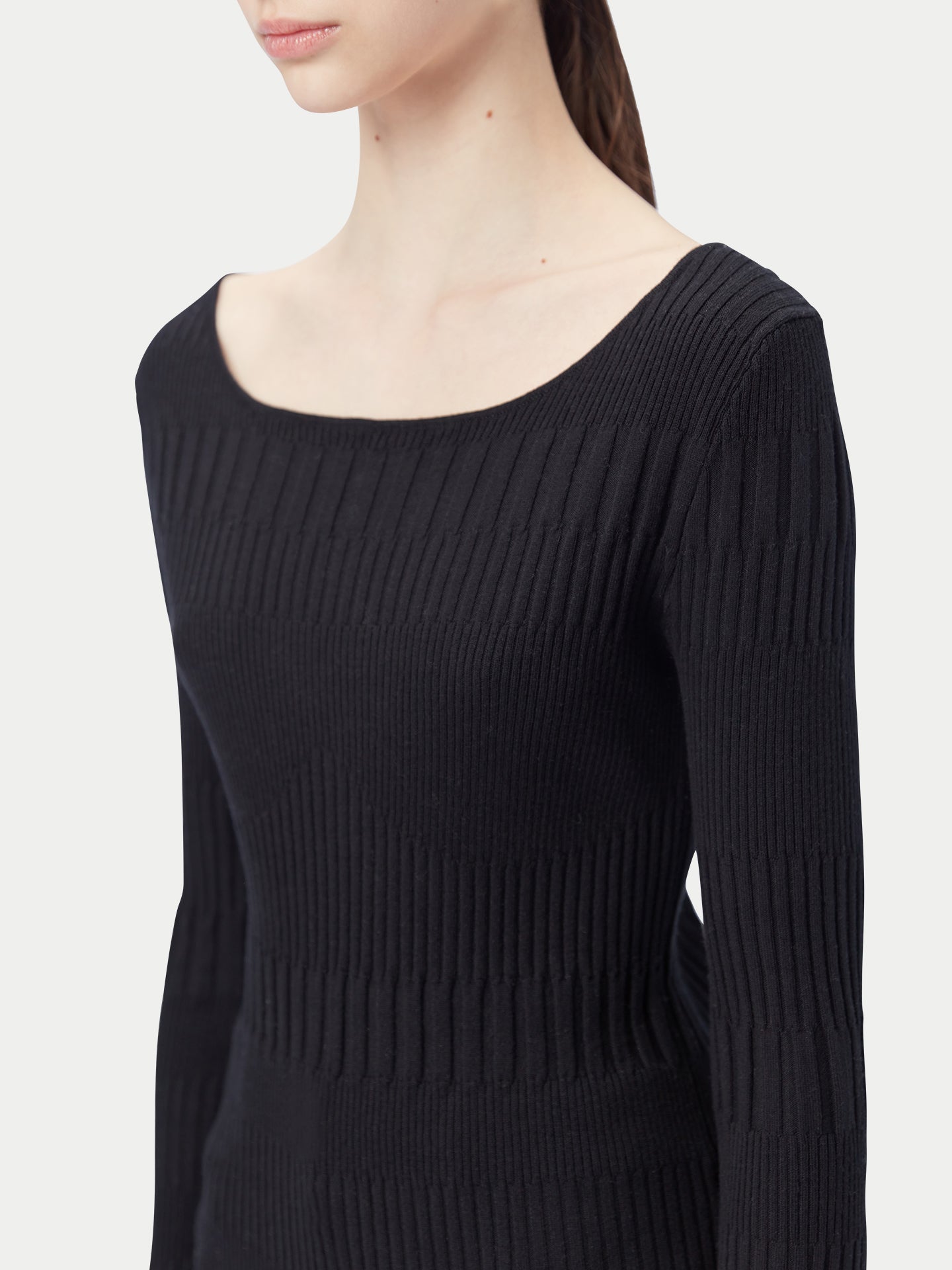 Women's Ribbed Cotton Silk Cashmere Blend Sweater Black - Gobi Cashmere