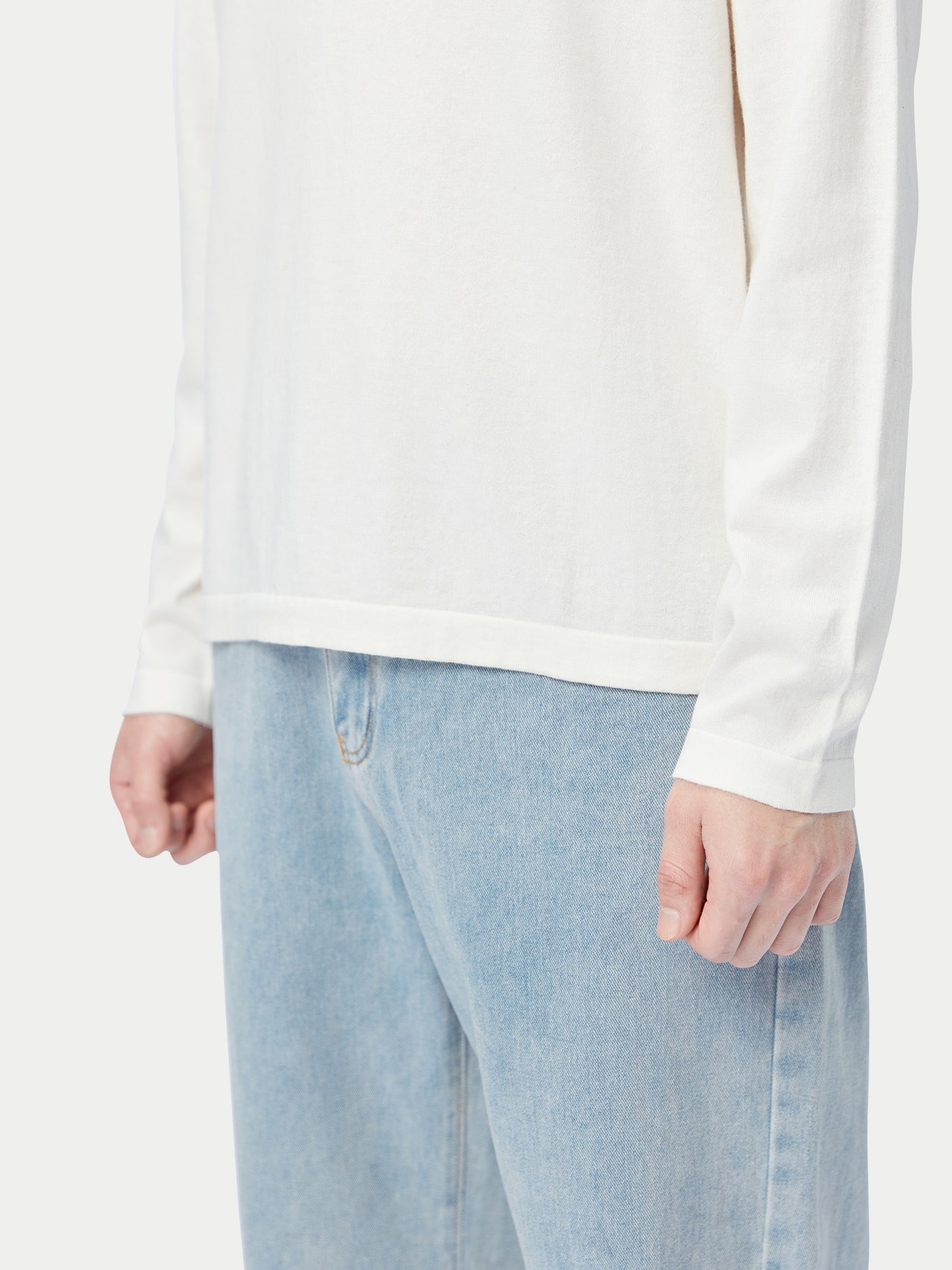 Men's Crewneck Cotton Silk Cashmere Blend Sweater Whisper White - Gobi Cashmere