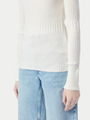 Women's Ribbed Cotton Silk Cashmere Blend Sweater Whisper White - Gobi Cashmere #color_whisper-white