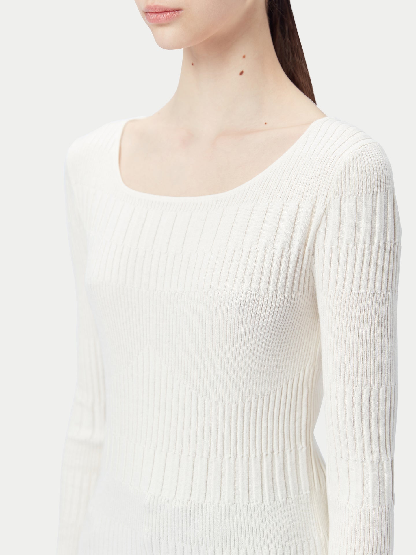 Women's Ribbed Cotton Silk Cashmere Blend Sweater Whisper White - Gobi Cashmere