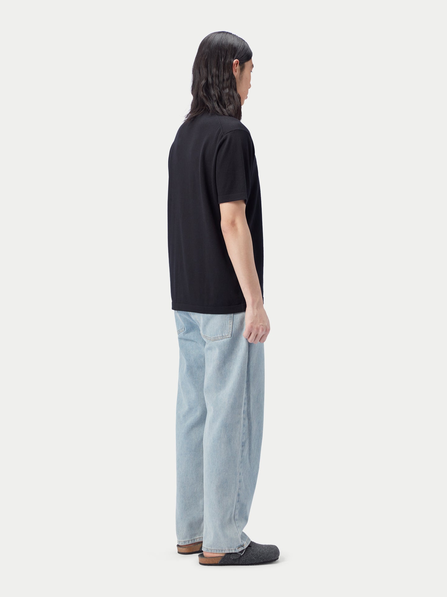 Men's Cotton Silk Cashmere Blend T-shirt Black - Gobi Cashmere