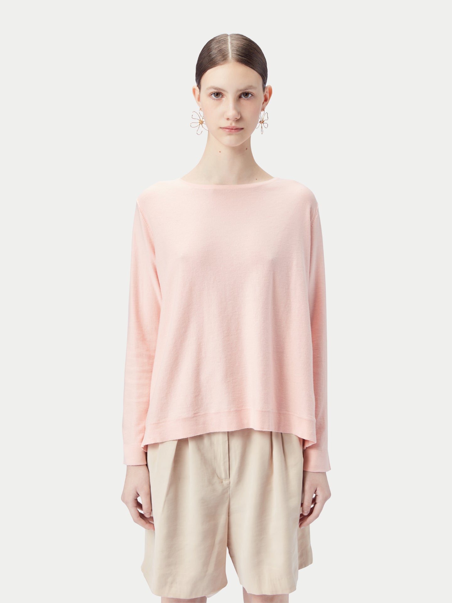 Boatneck Cotton Silk Cashmere Blend Sweater