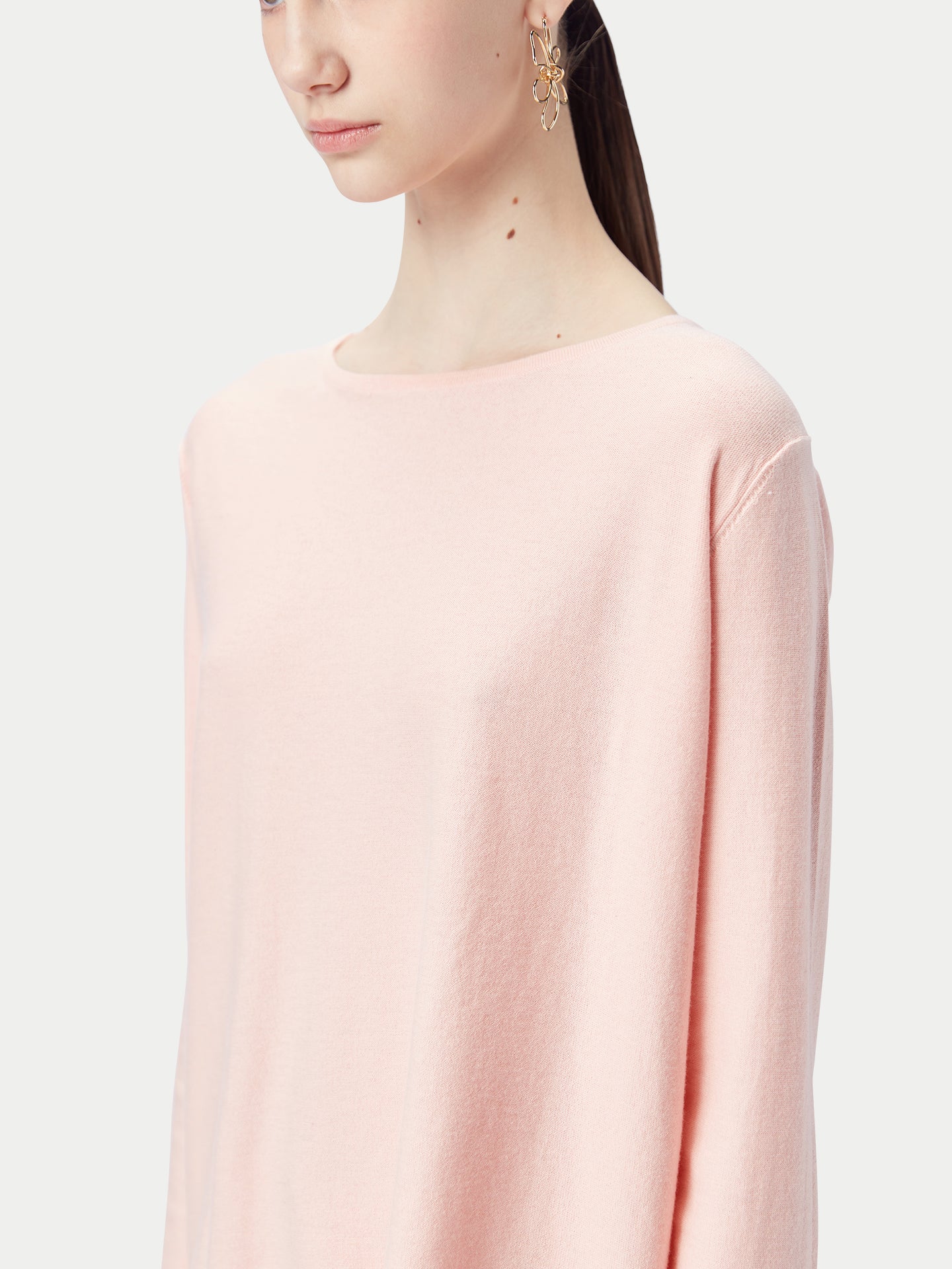 Boatneck Cotton Silk Cashmere Blend Sweater