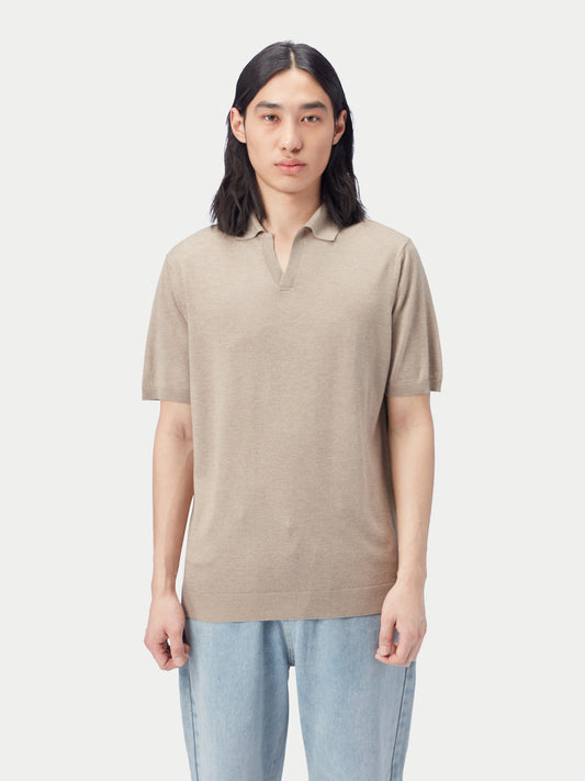 Men's Silk Cashmere Polo Shirt Nomad - Gobi Cashmere