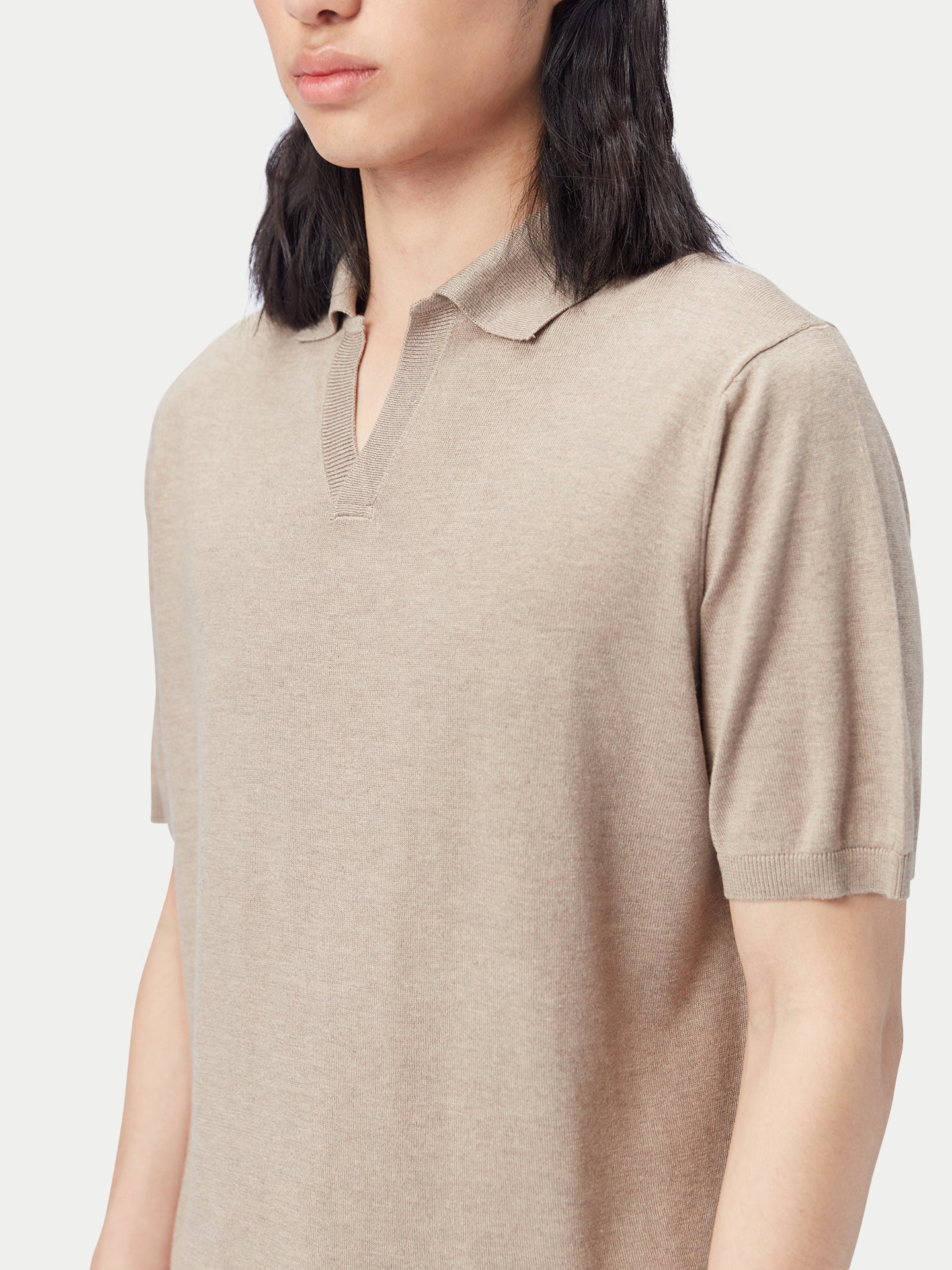 Men's Silk Cashmere Polo Shirt Nomad - Gobi Cashmere