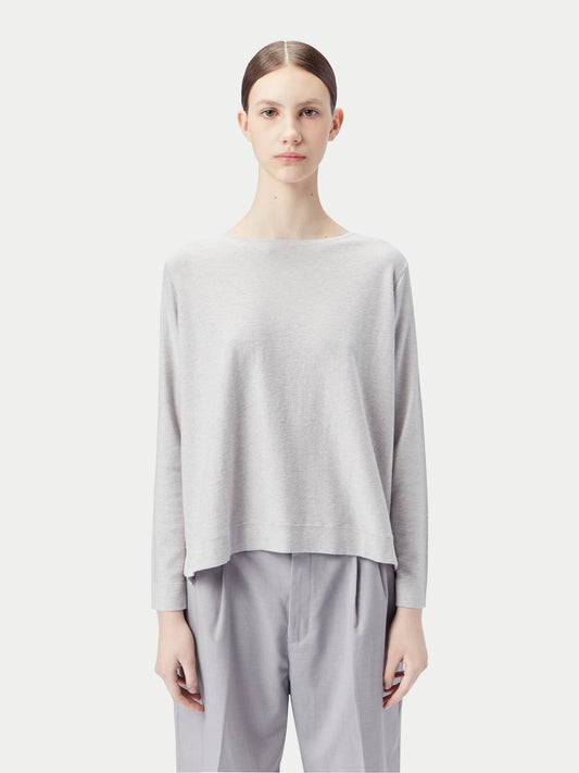 Boatneck Cotton Silk Cashmere Blend Sweater