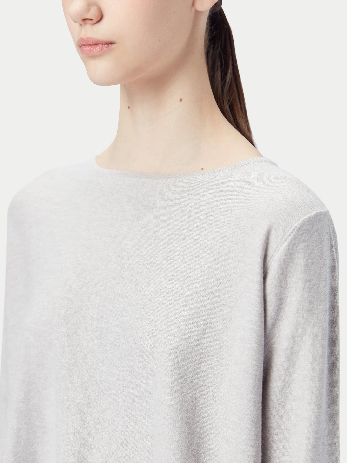 Boatneck Cotton Silk Cashmere Blend Sweater