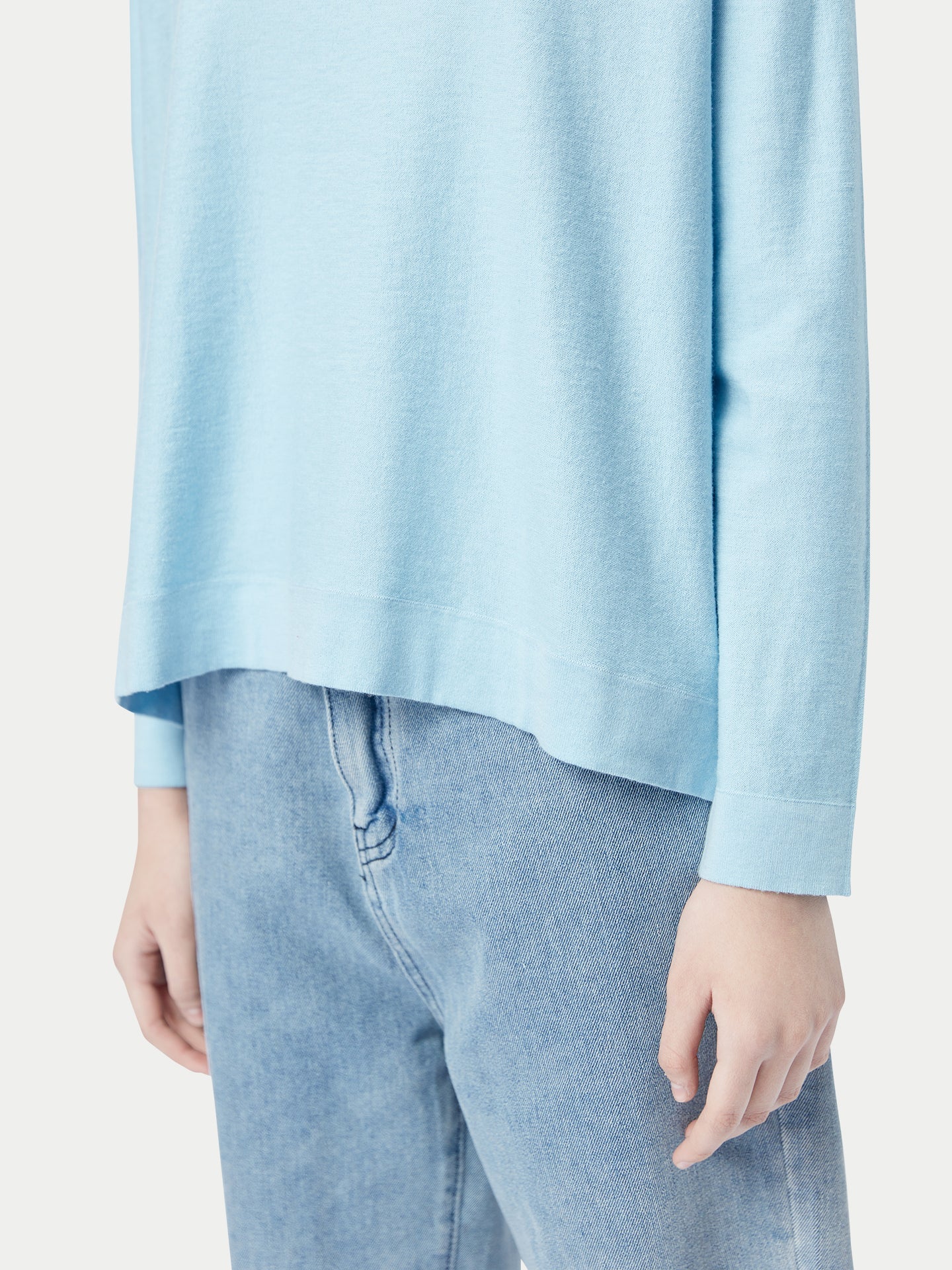 Women's Boatneck Cotton Silk Cashmere Blend Sweater Aquamarine - Gobi Cashmere