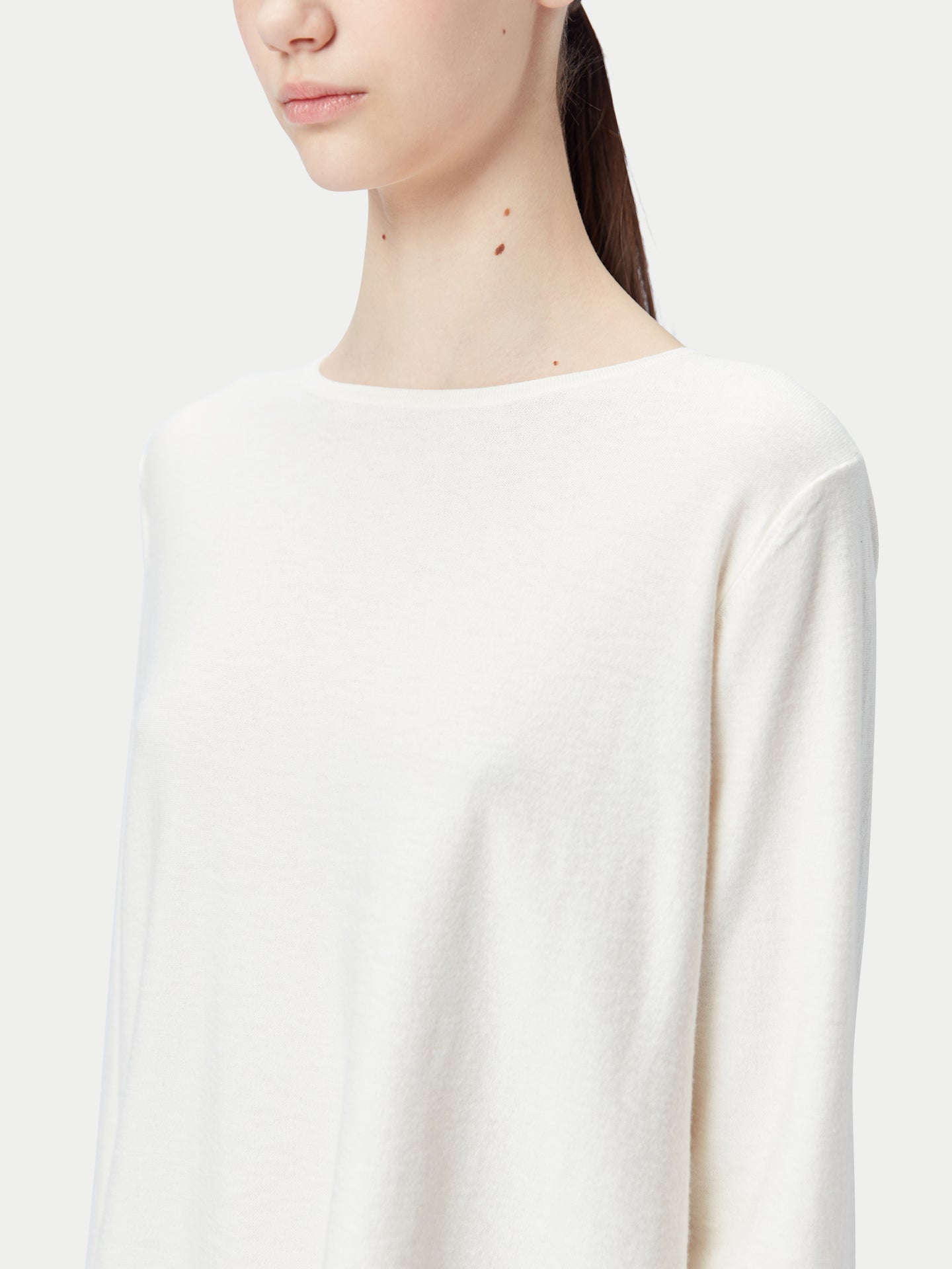 Women's Boatneck Cotton Silk Cashmere Blend Sweater Whisper White - Gobi Cashmere