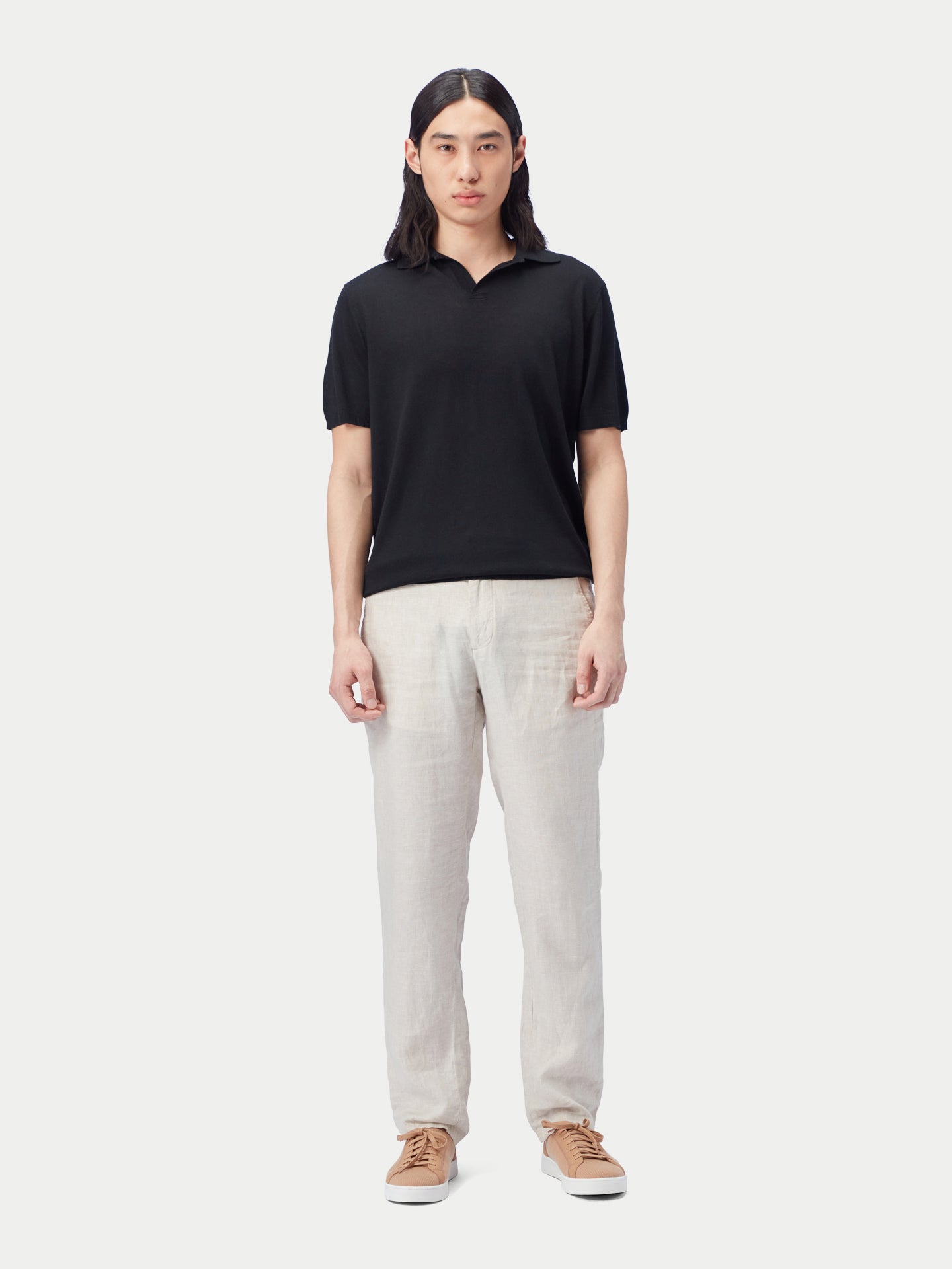 Men's Silk Cashmere Polo Shirt Black - Gobi Cahsmere