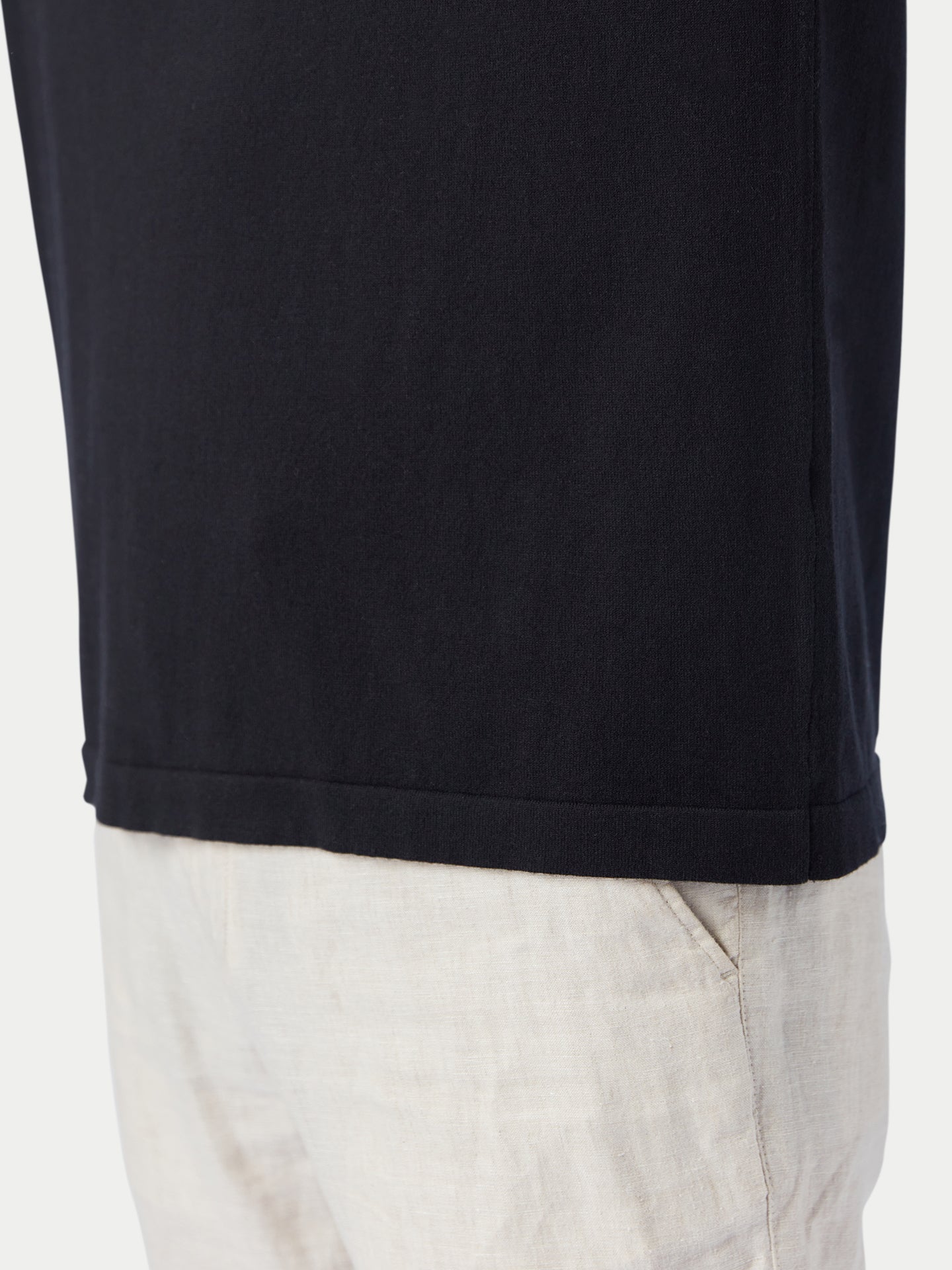 Men's Crewneck Cotton Silk Cashmere Blend Sweater Black - Gobi Cashmere