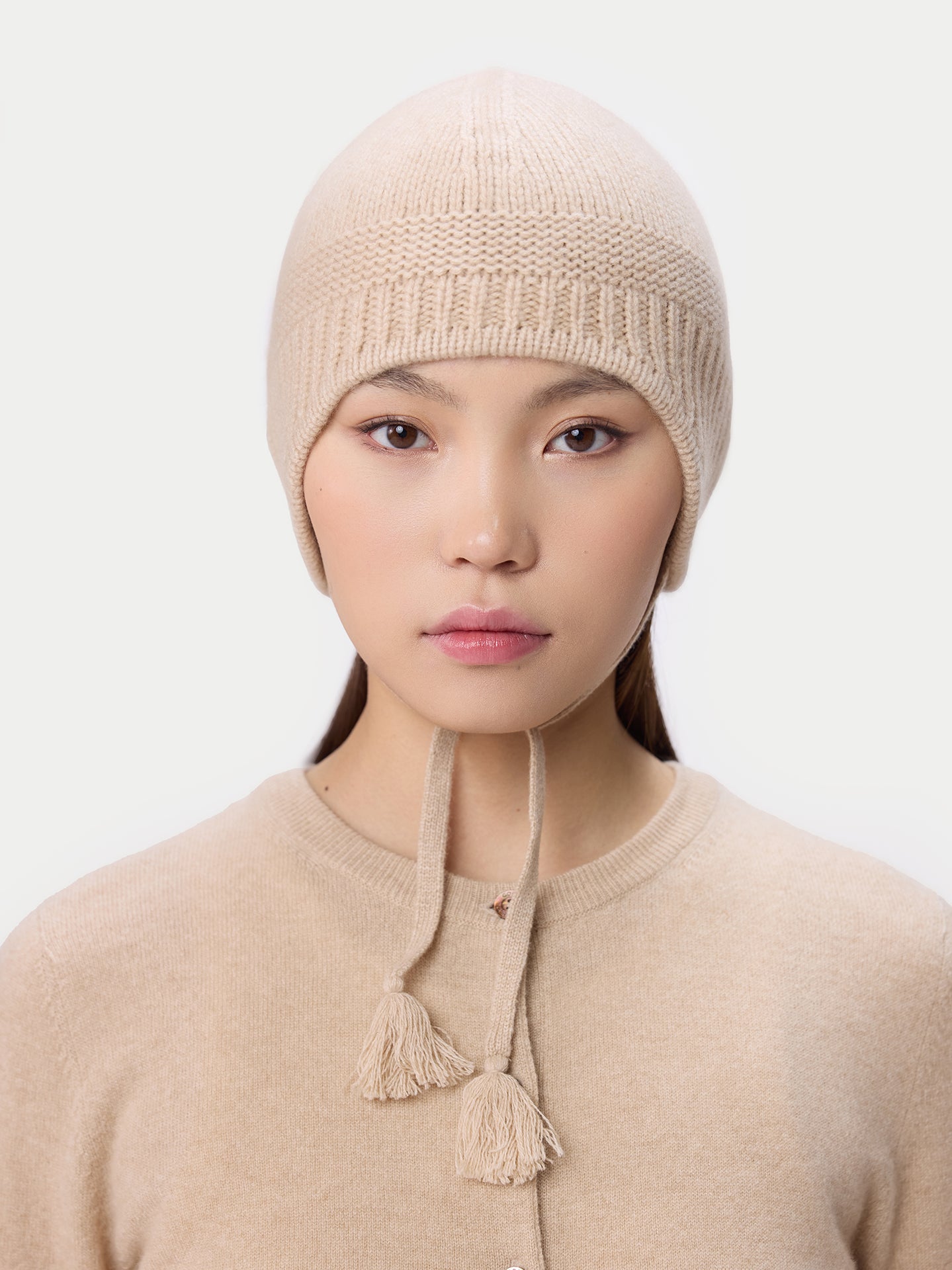 Organic Color Cashmere Ultimate Warmth Knit Tie Hat