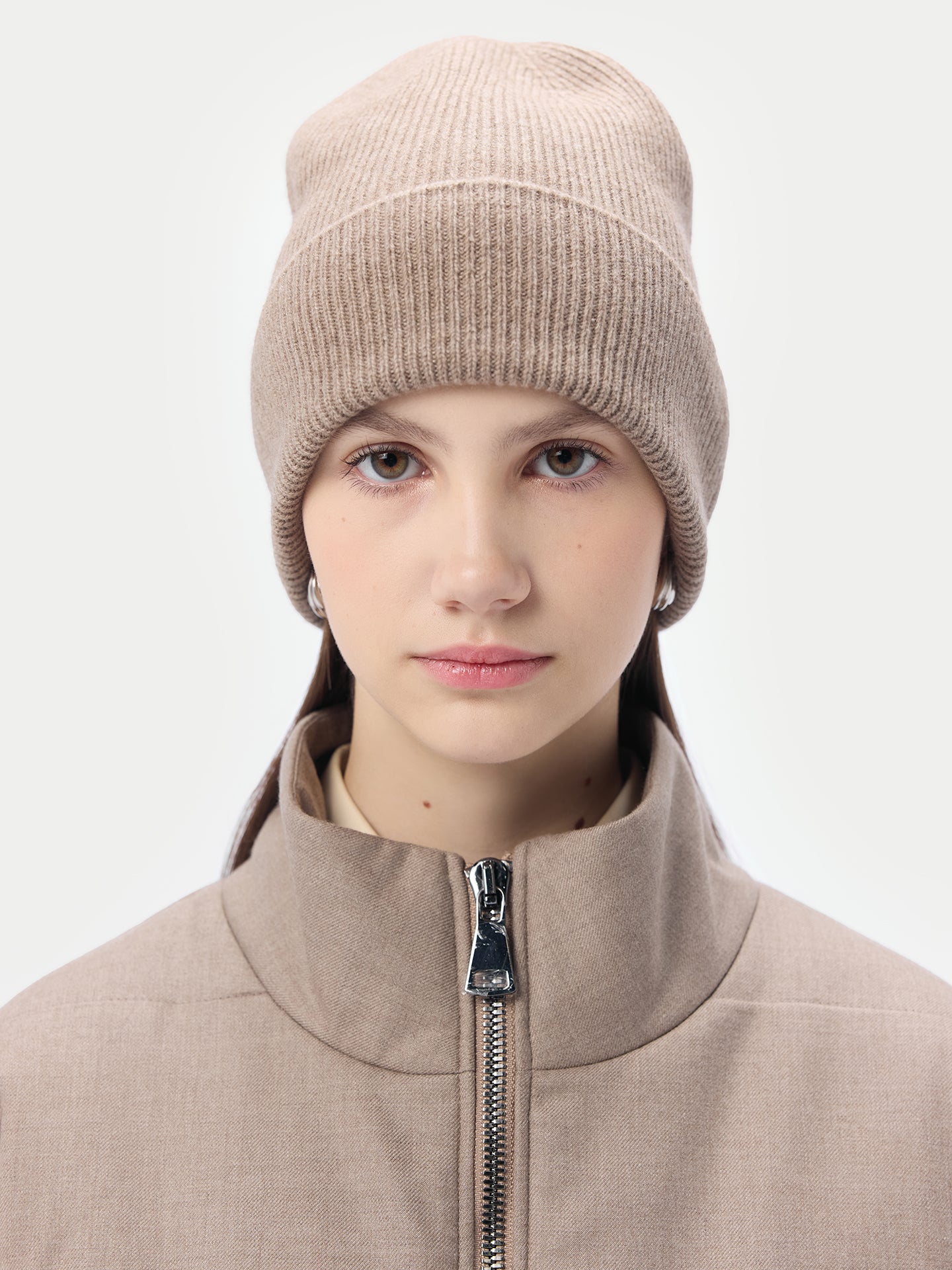 Organic Color Cashmere Rib Knit Beanie