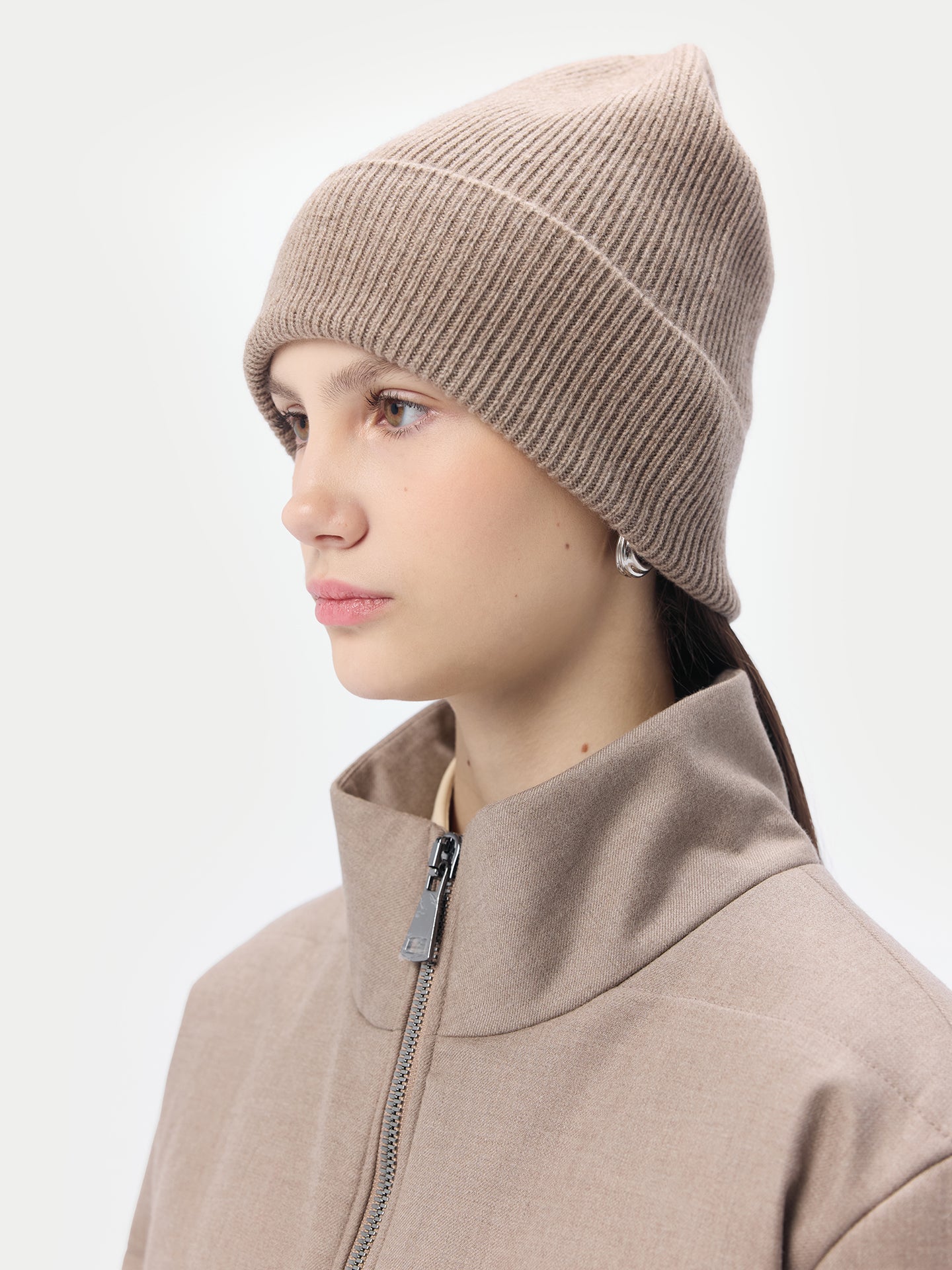 Organic Color Cashmere Rib Knit Beanie