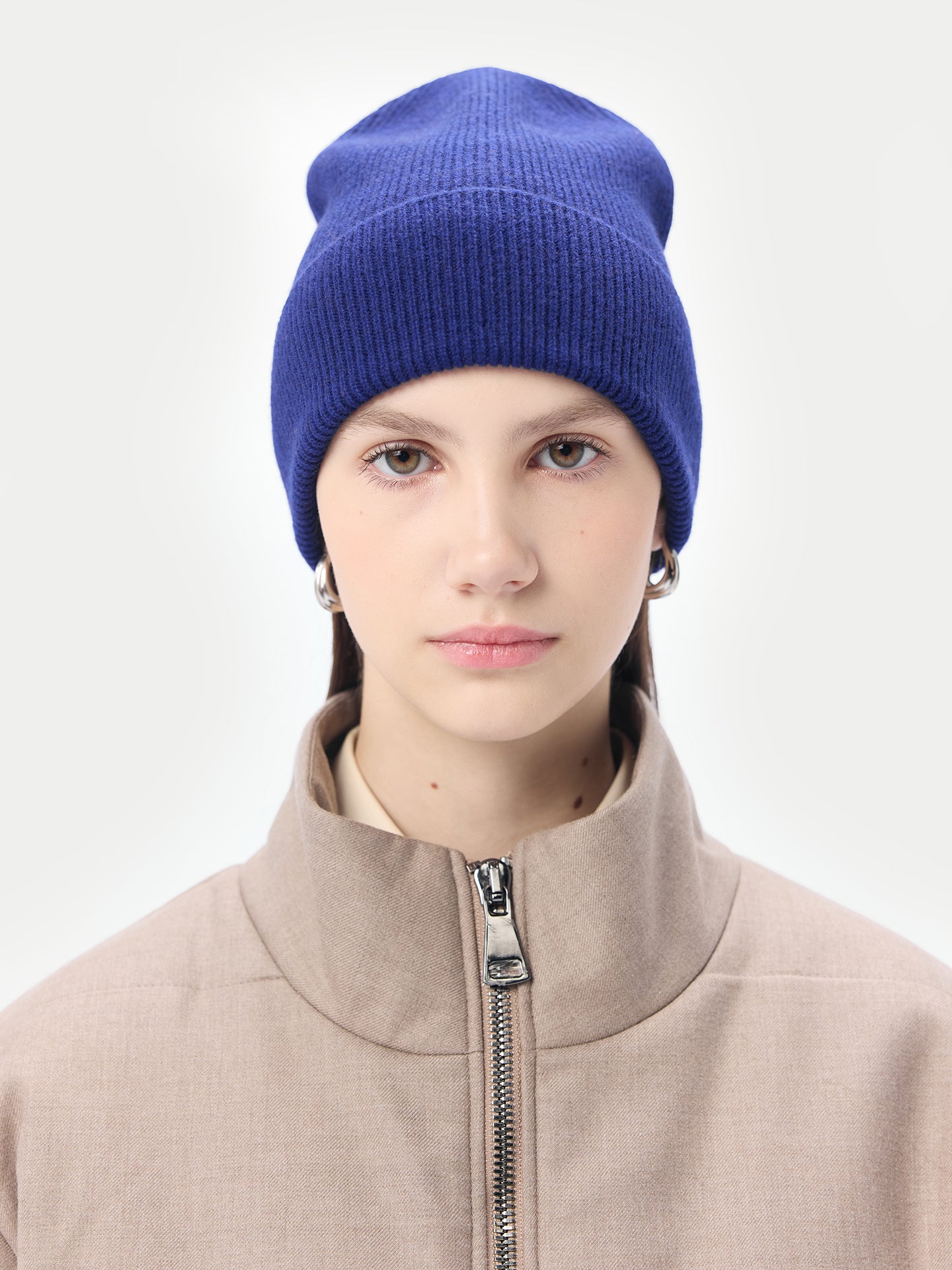 Cashmere Rib Knit Beanie