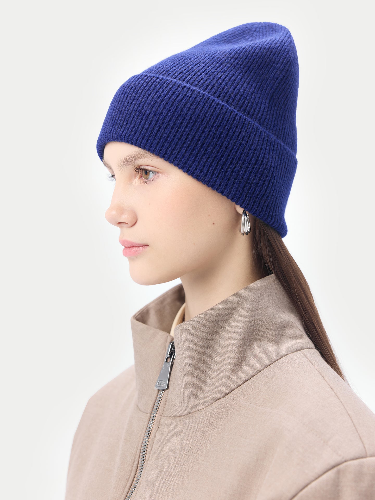 Cashmere Rib Knit Beanie