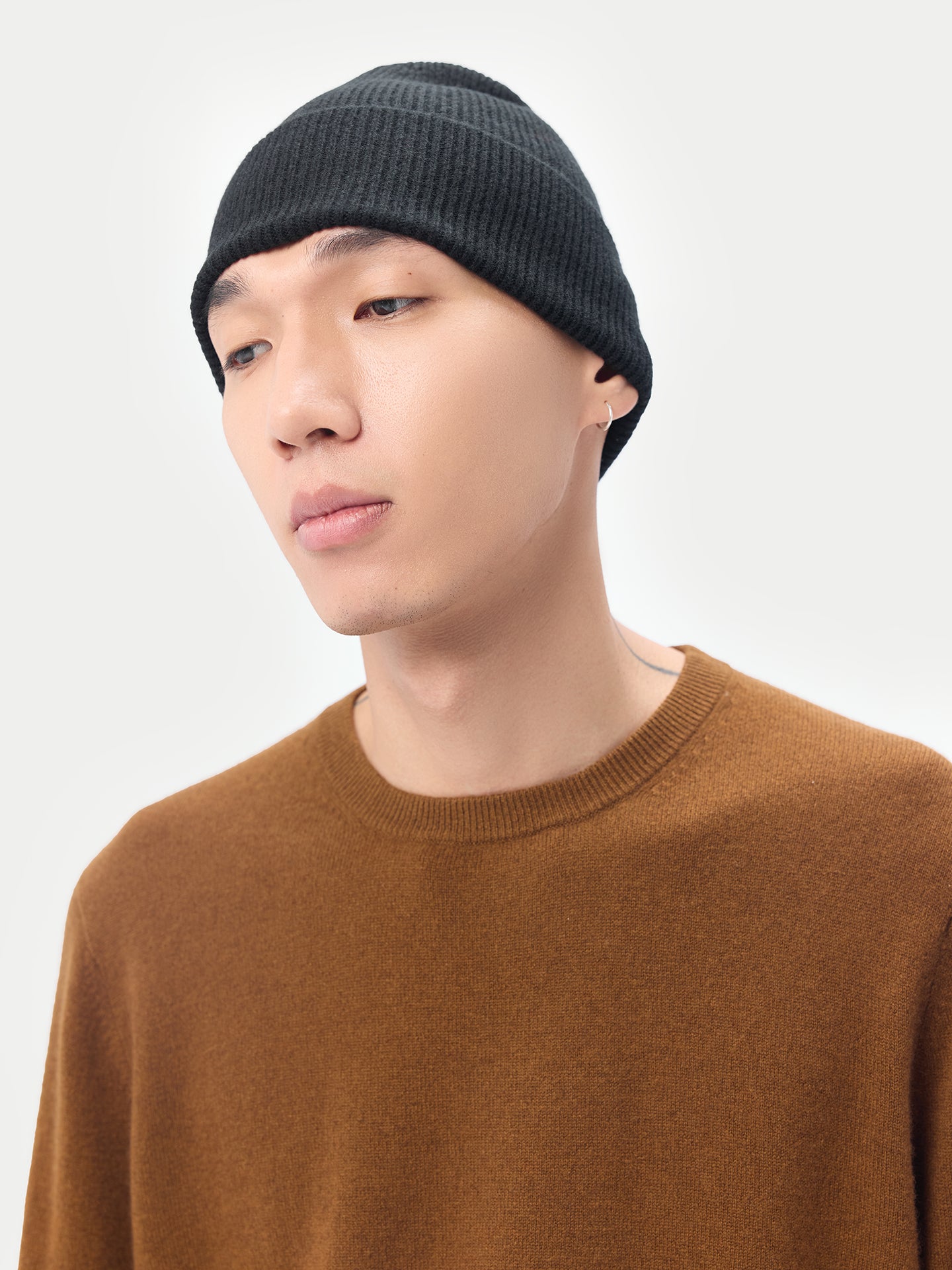 Cashmere Rib Knit Beanie