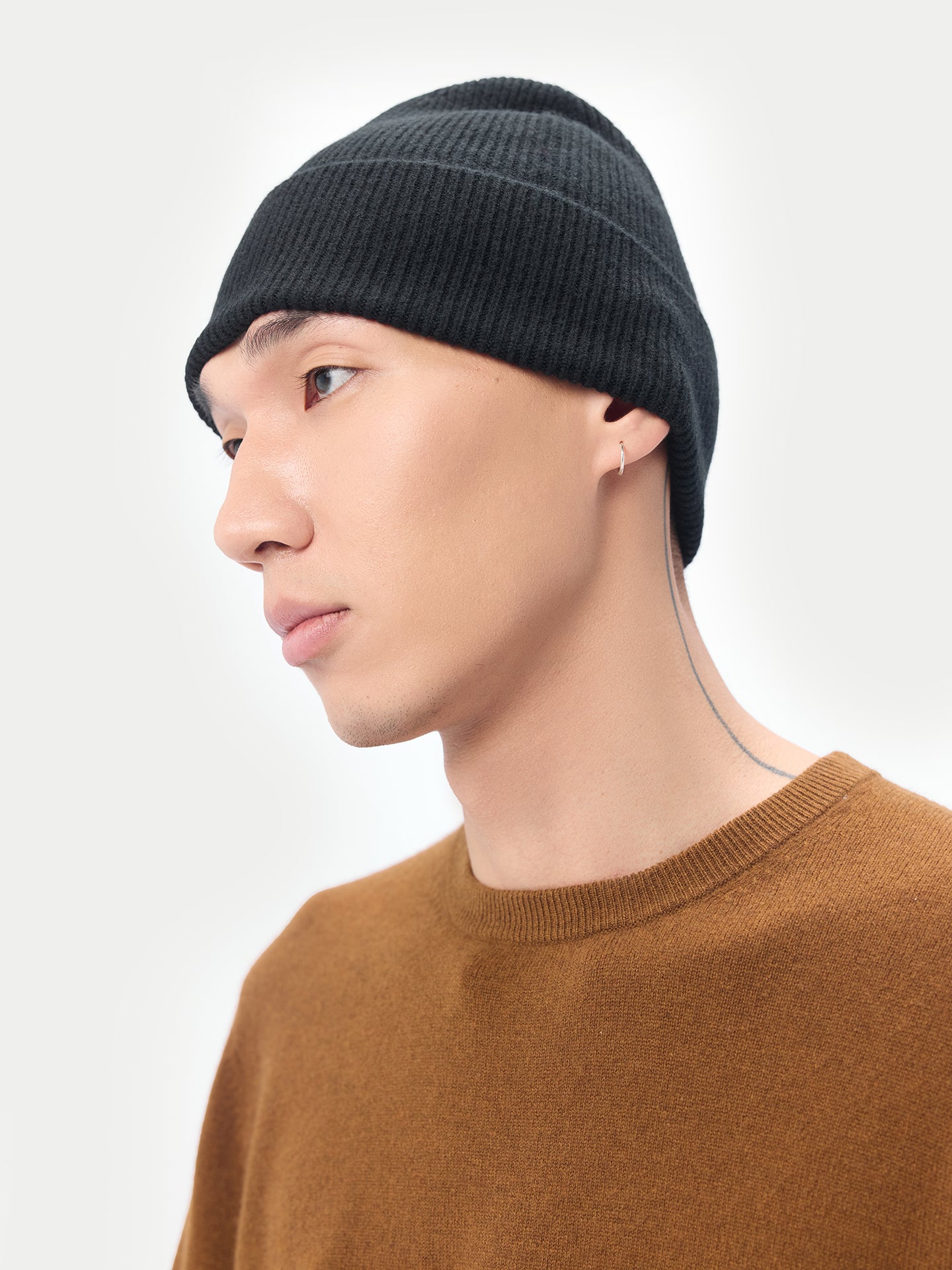 Cashmere Rib Knit Beanie