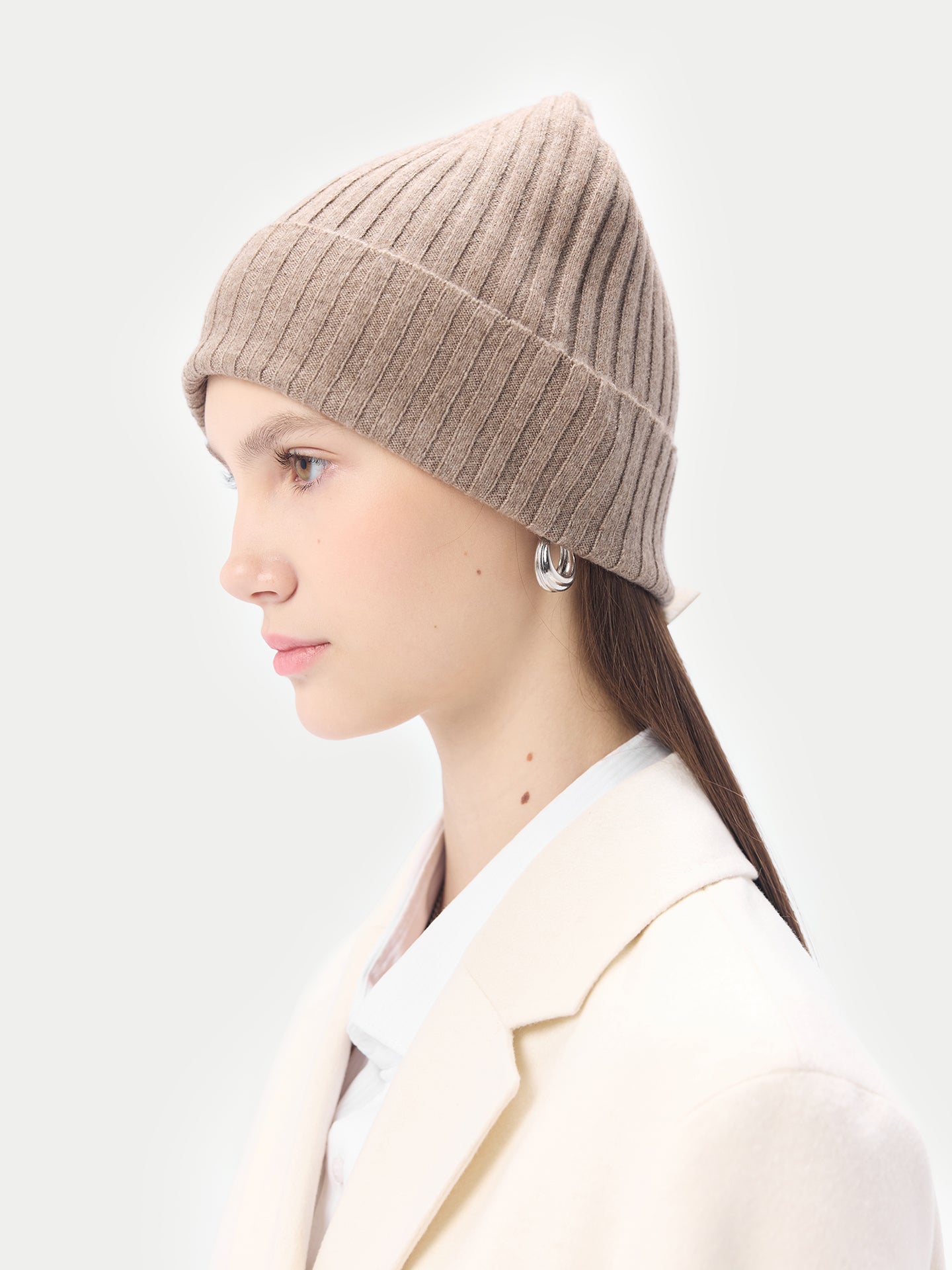 Organic Color Cashmere Rib Knit Hat