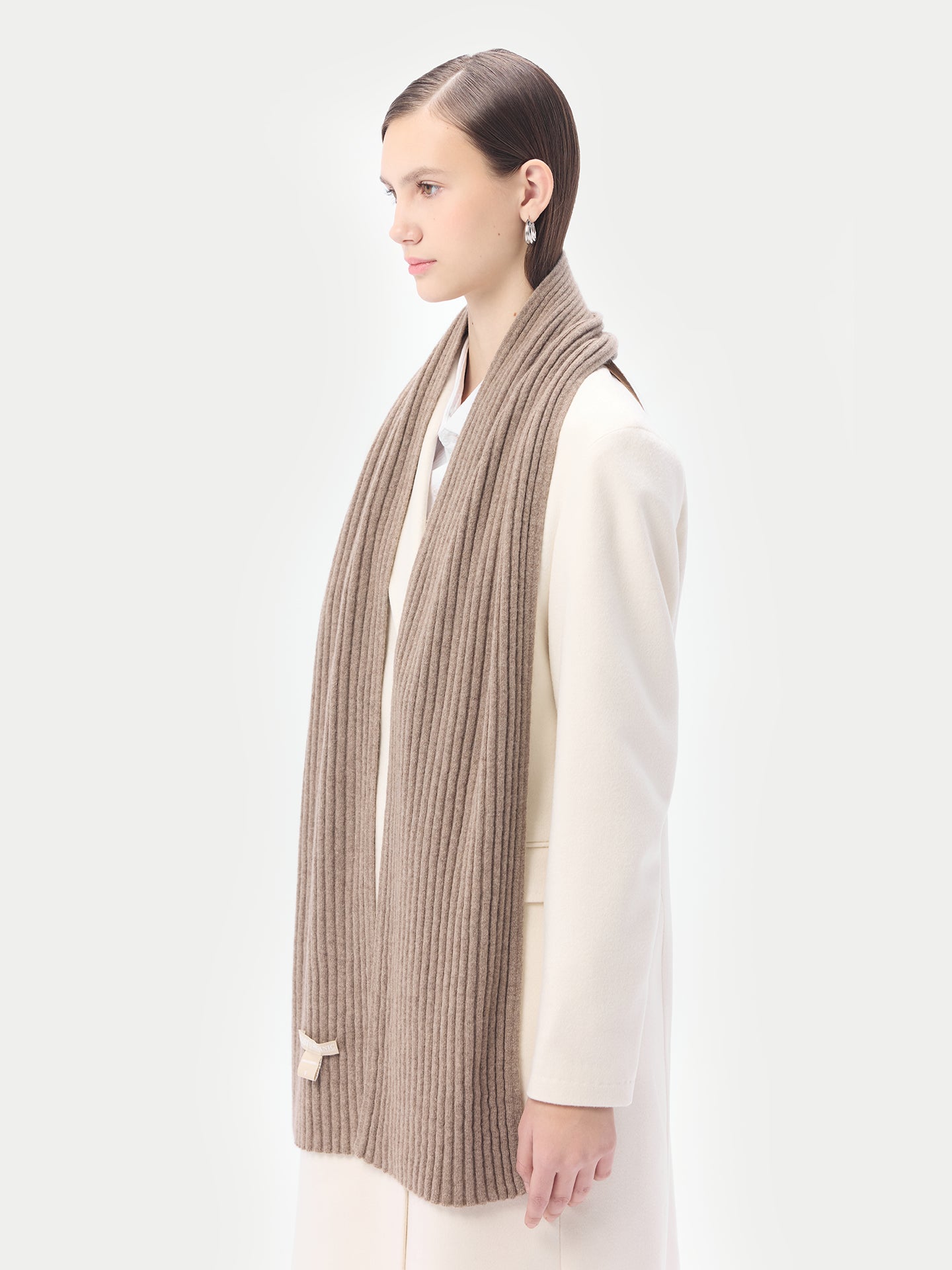 Organic Color Cashmere Rib Knit Scarf