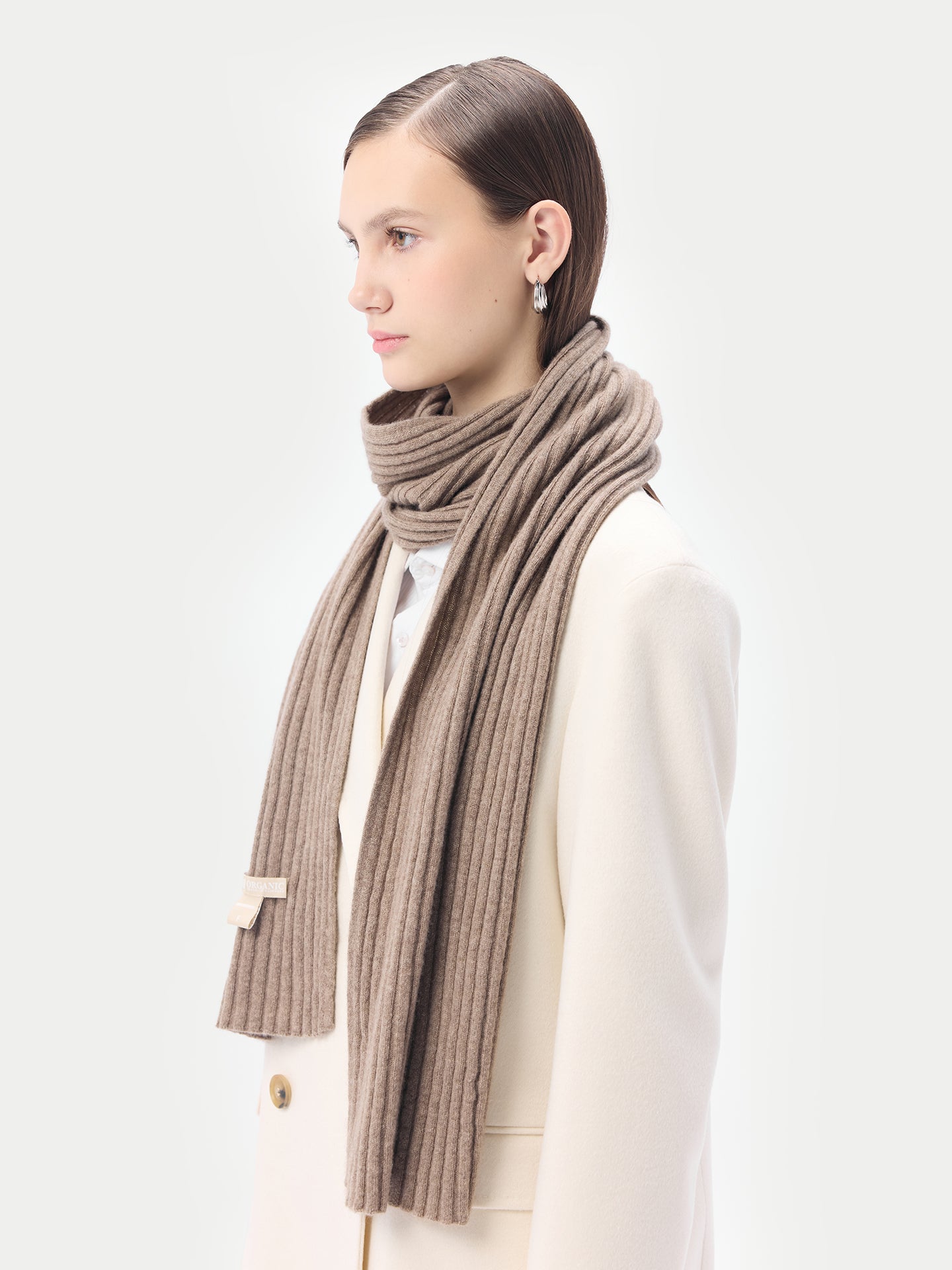 Organic Color Cashmere Rib Knit Scarf