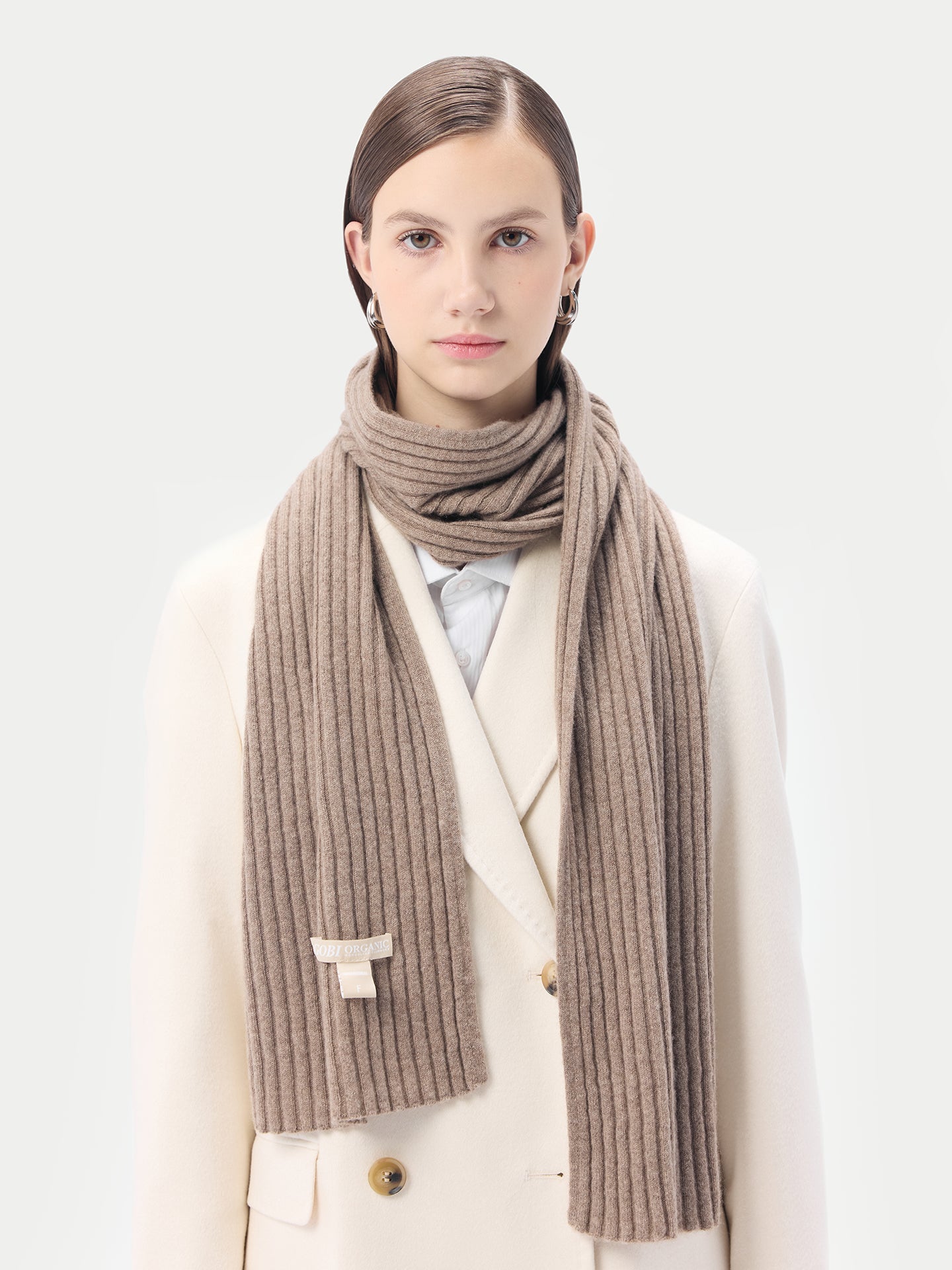 Organic Color Cashmere Rib Knit Scarf