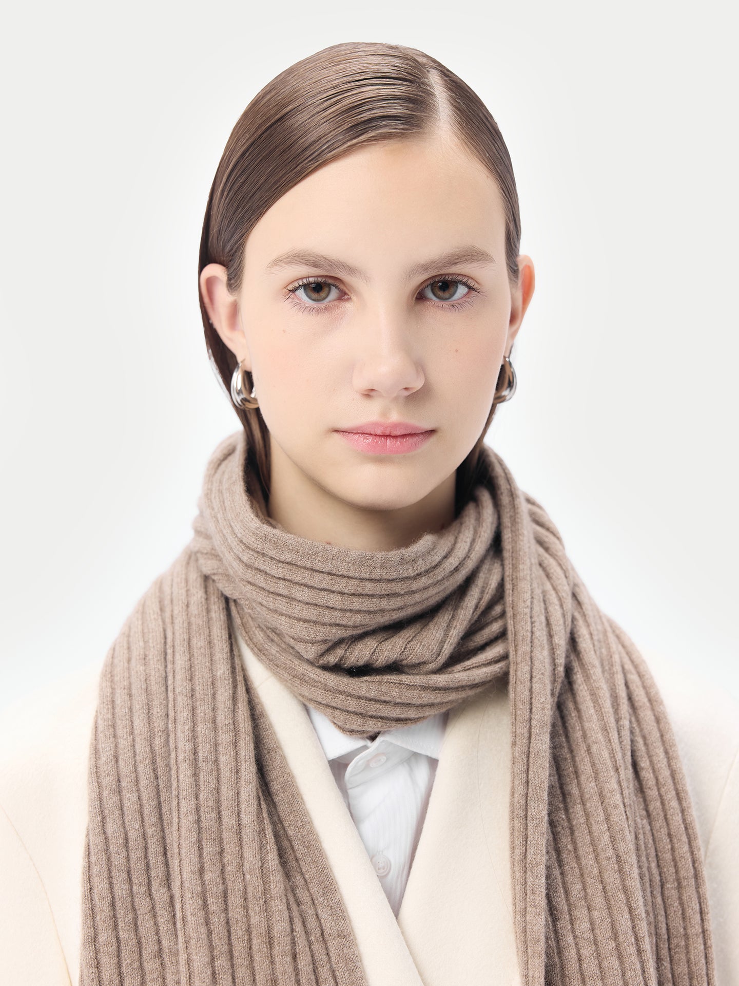 Organic Color Cashmere Rib Knit Scarf