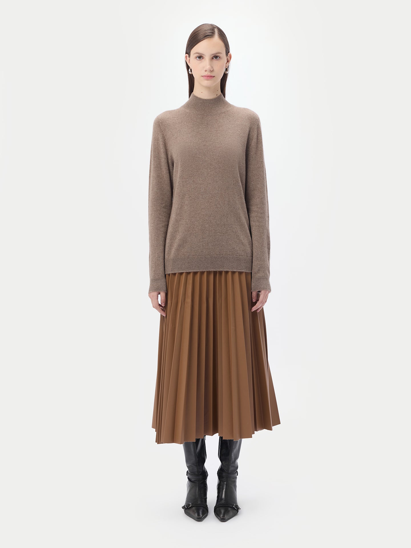 Organic Color Cashmere Mock Neck Sweater