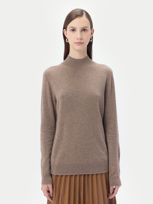 Organic Color Cashmere Mock Neck Sweater