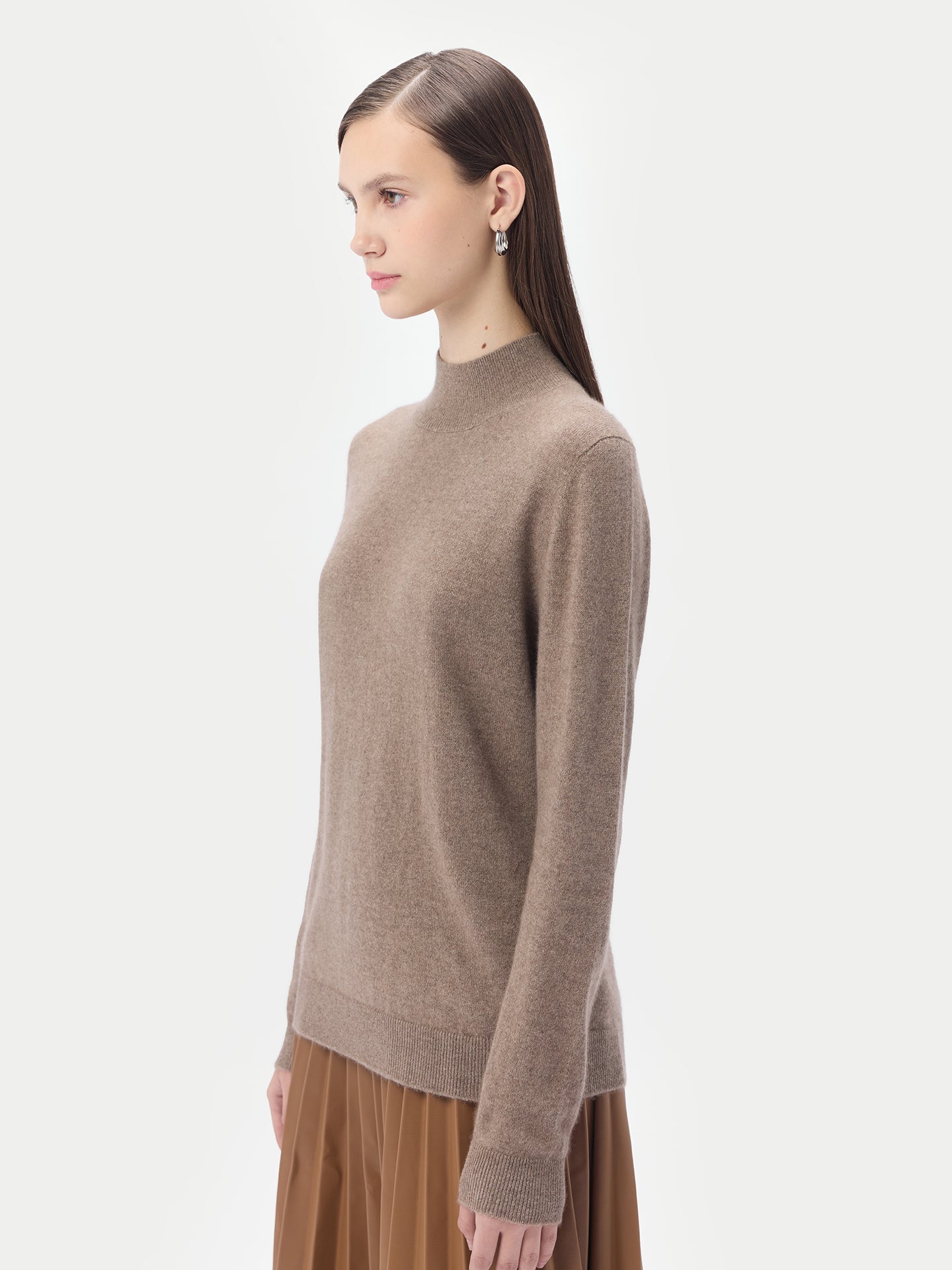 Organic Color Cashmere Mock Neck Sweater