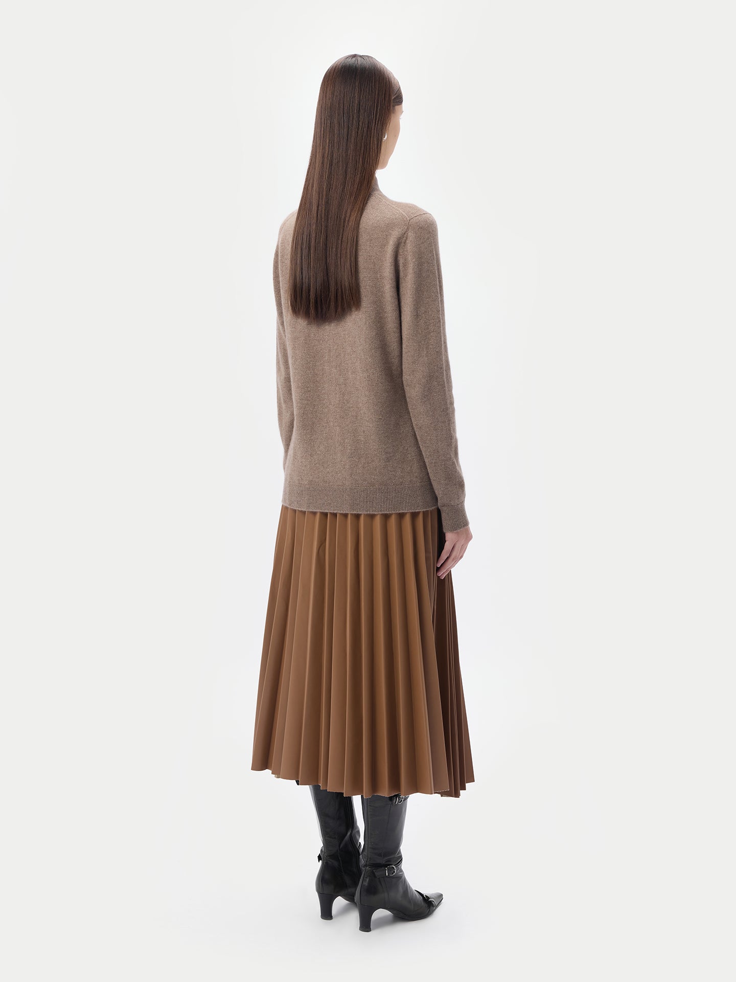 Organic Color Cashmere Mock Neck Sweater