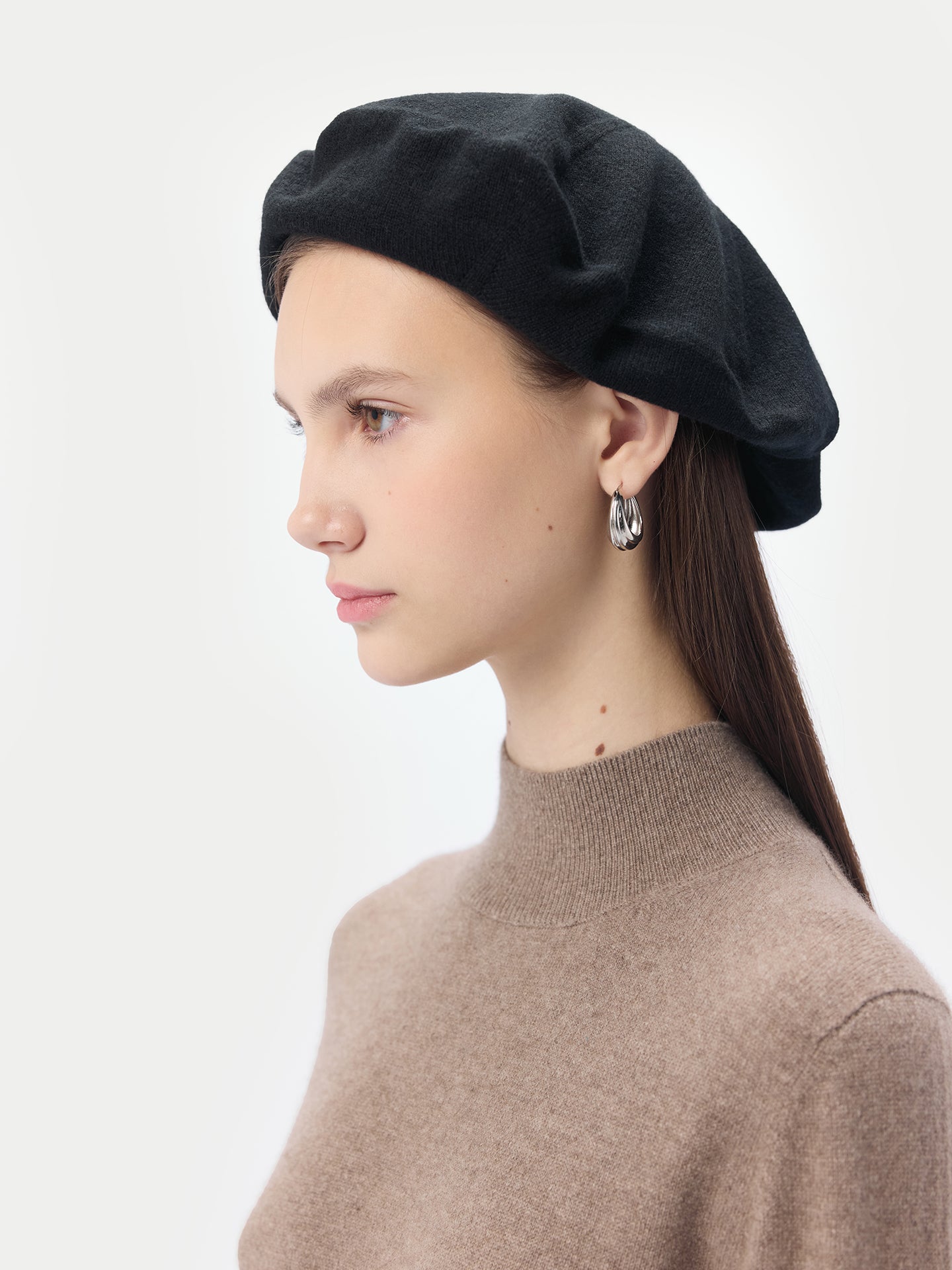 Cashmere Jersey Knit Beret