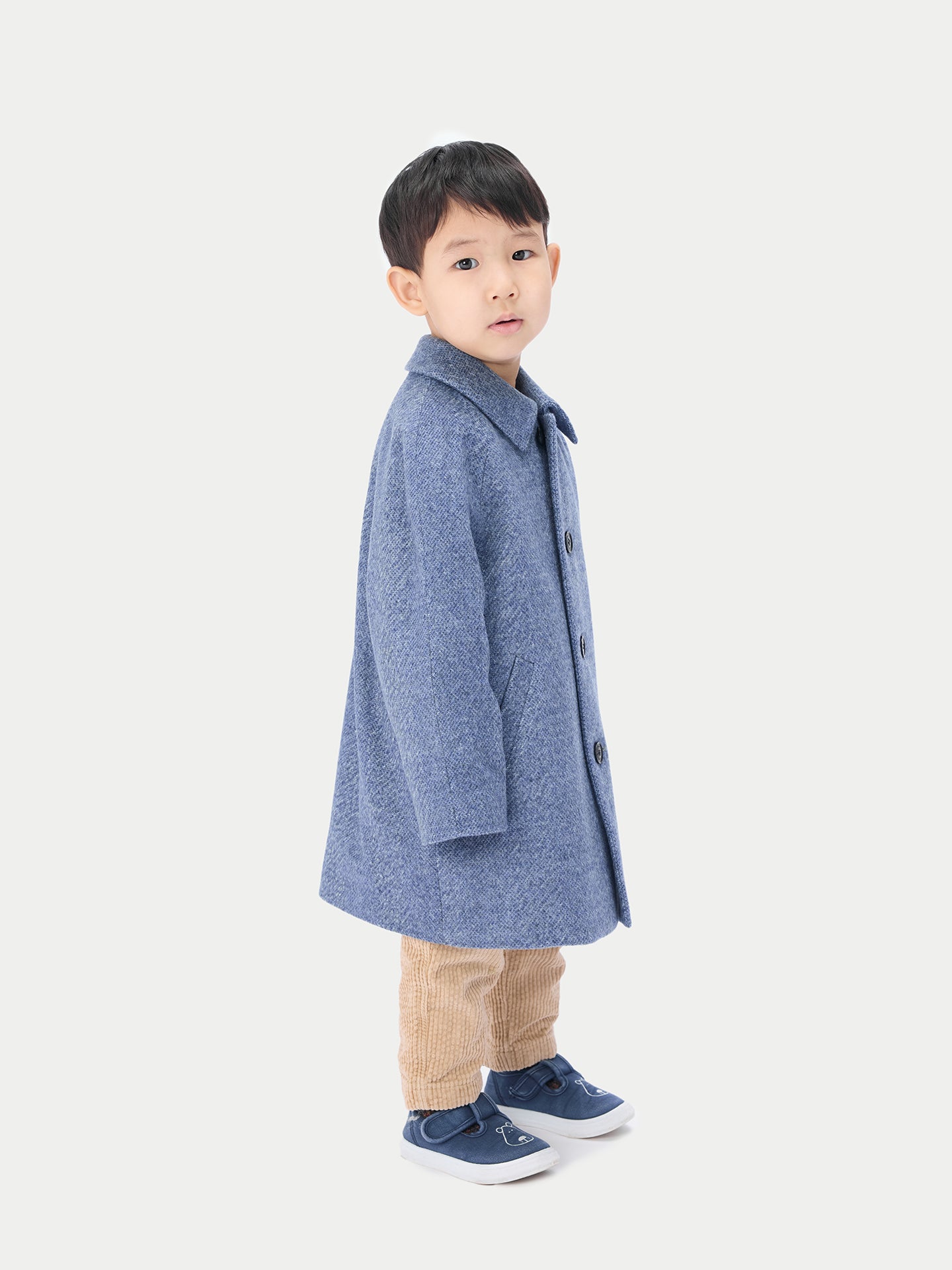 Kids Cashmere Sewn Coat Navy - GOBI Cashmere