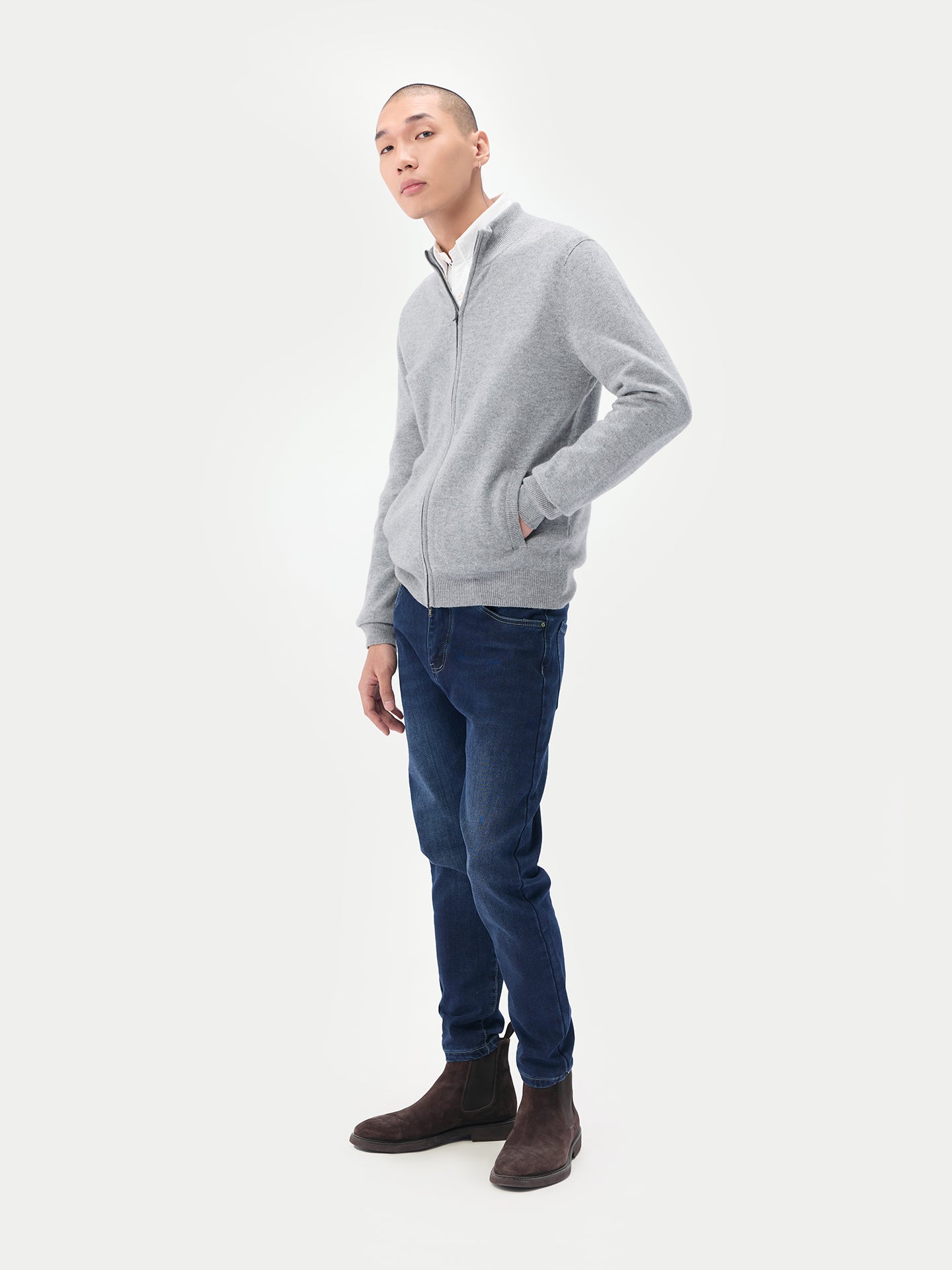 Full-Zip Cashmere Cardigan