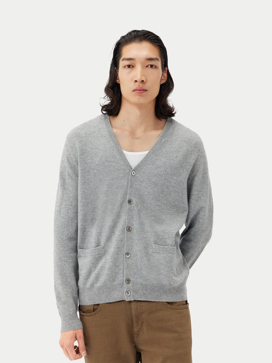 Men's Cashmere V-Neck Cardigan Vapor Blue - Gobi Cashmere